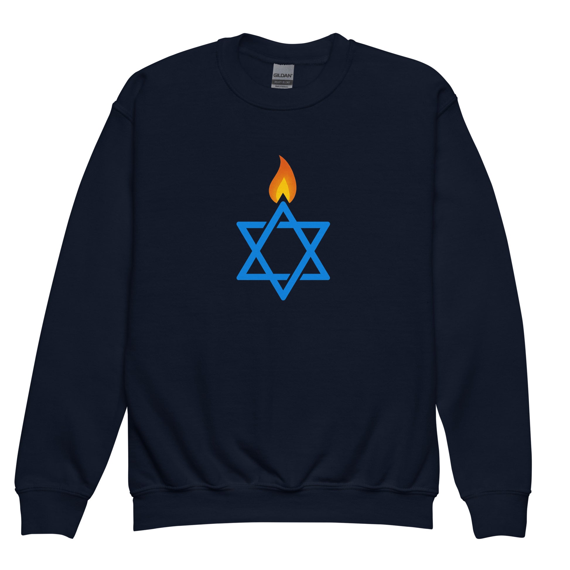 Fire Stars Of David Youth Crew Neck Sweatshirt - American Zionist