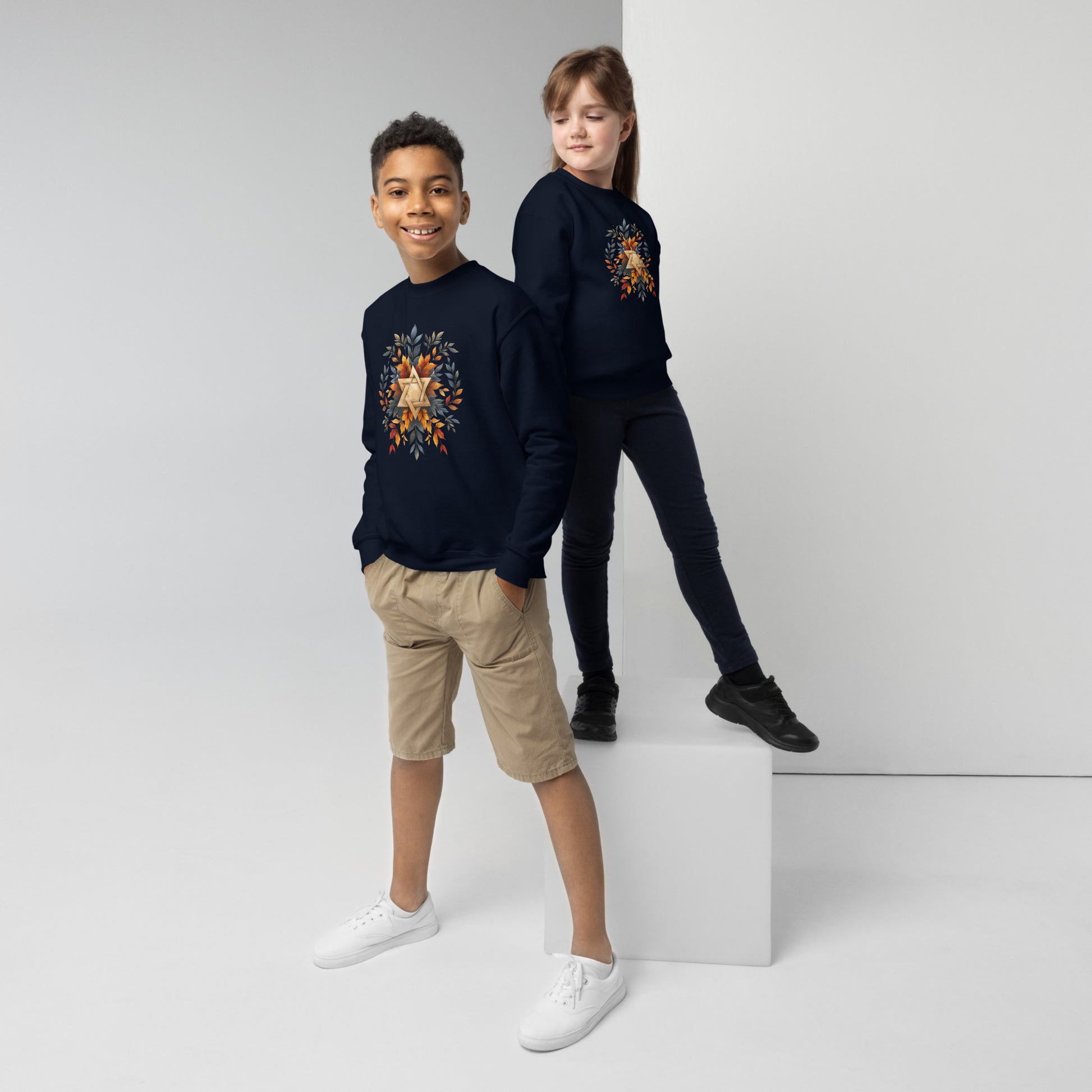Star of David Wreath Youth Crew Neck Sweatshirt - American Zionist