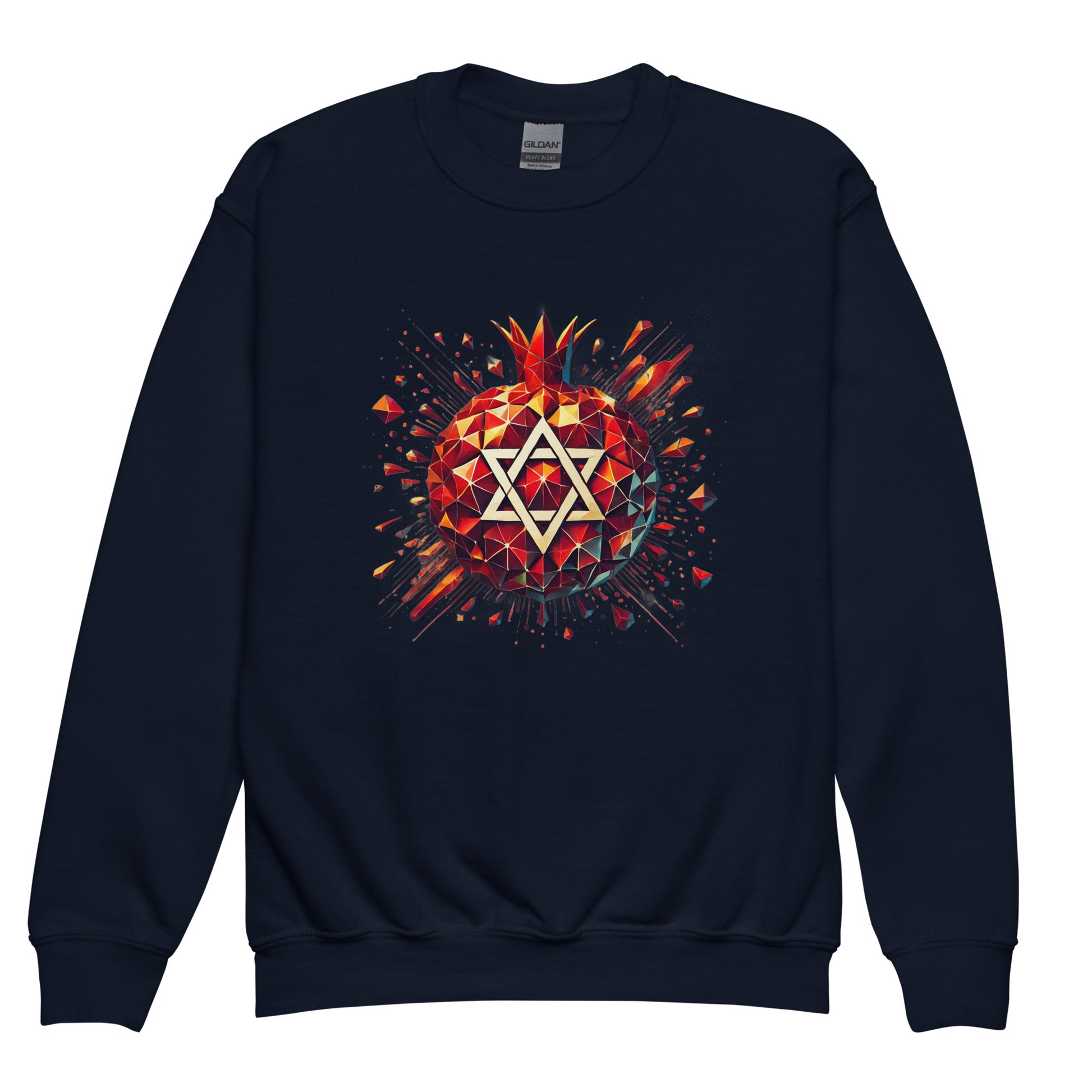 Pomegranate Star of David Youth Crew Neck Sweatshirt - American Zionist