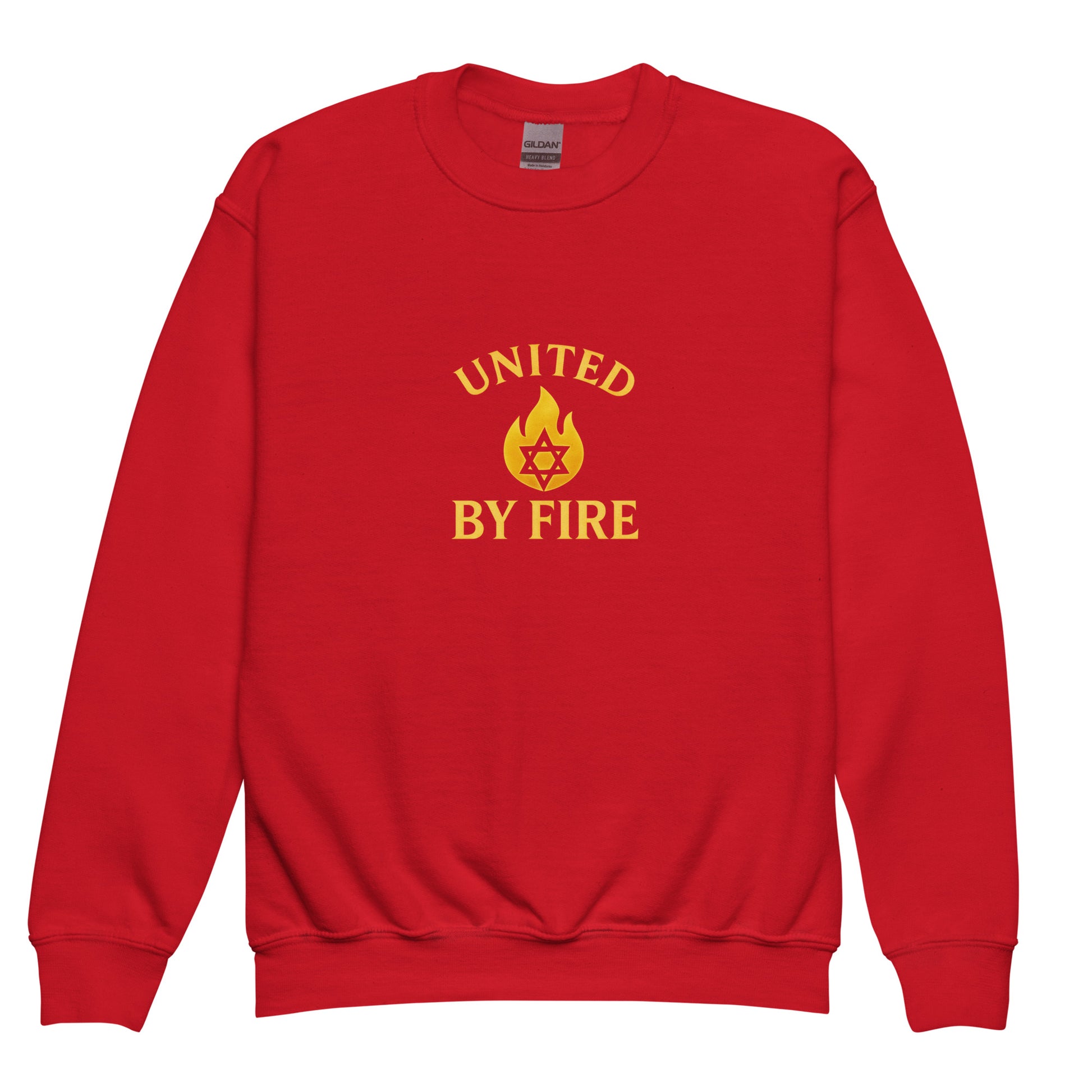 United - by - Fire Youth Crew Neck Sweatshirt - American Zionist