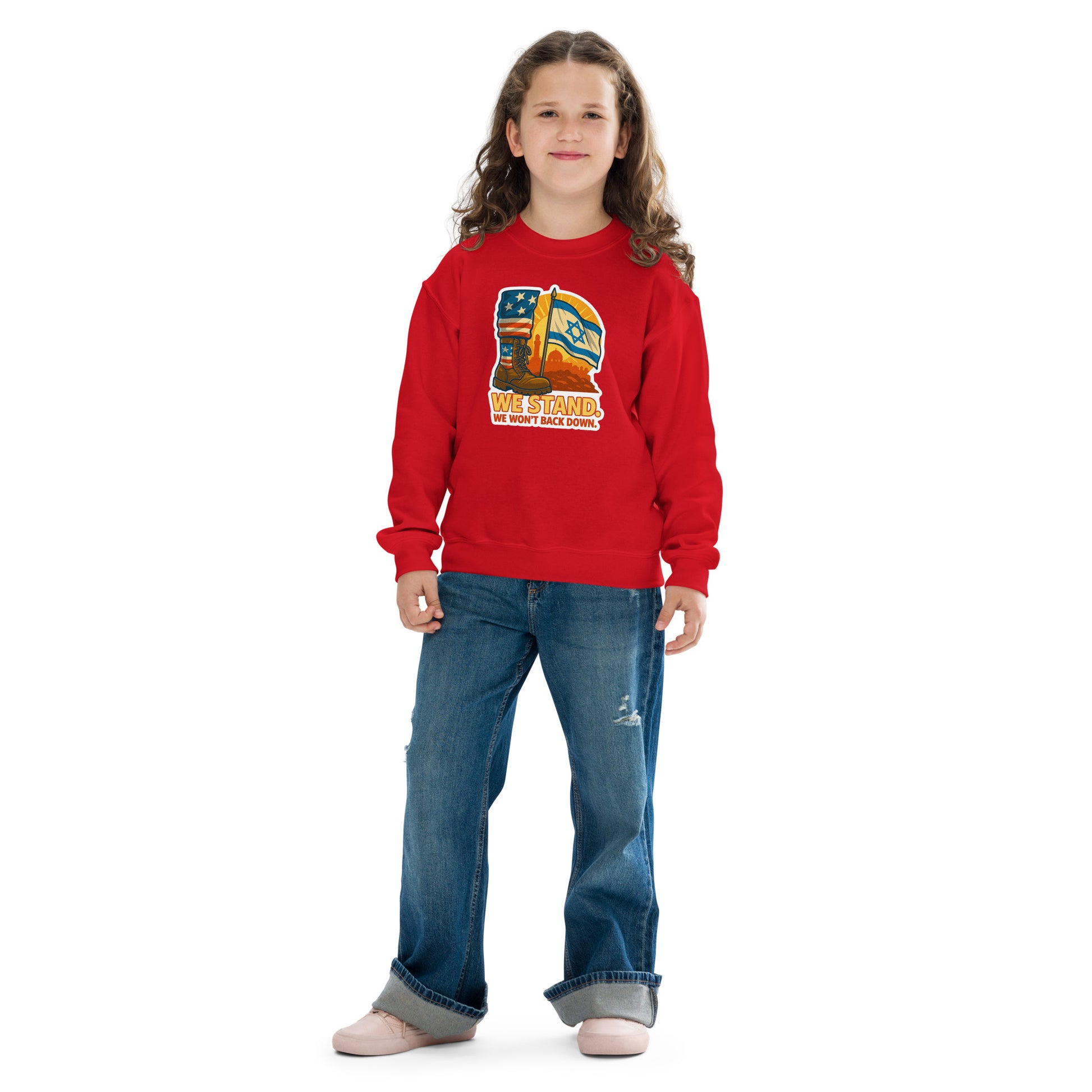 We Stand Youth Crew Neck Sweatshirt - American Zionist