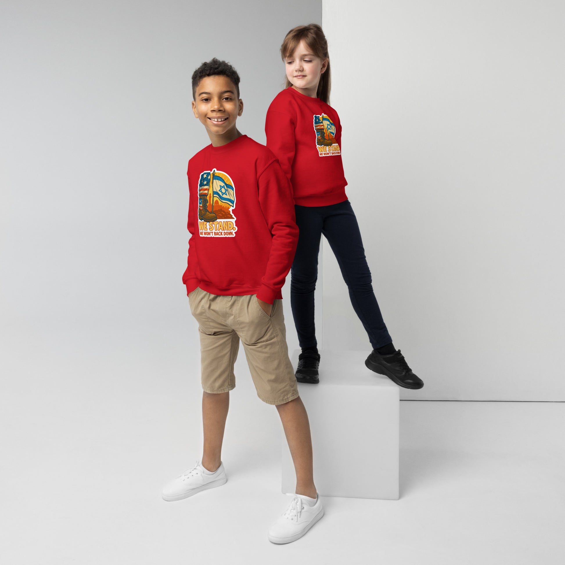 We Stand Youth Crew Neck Sweatshirt - American Zionist
