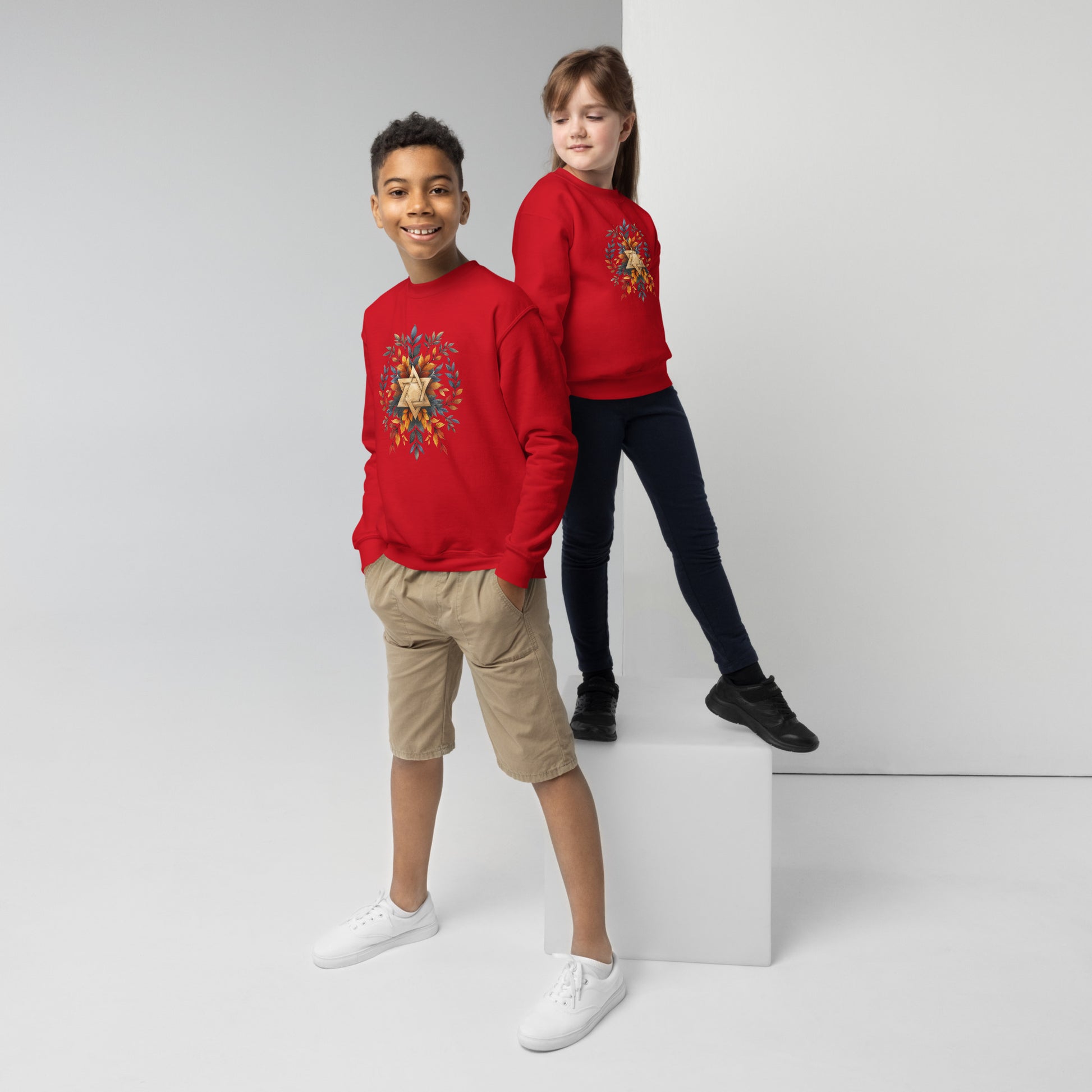Star of David Wreath Youth Crew Neck Sweatshirt - American Zionist