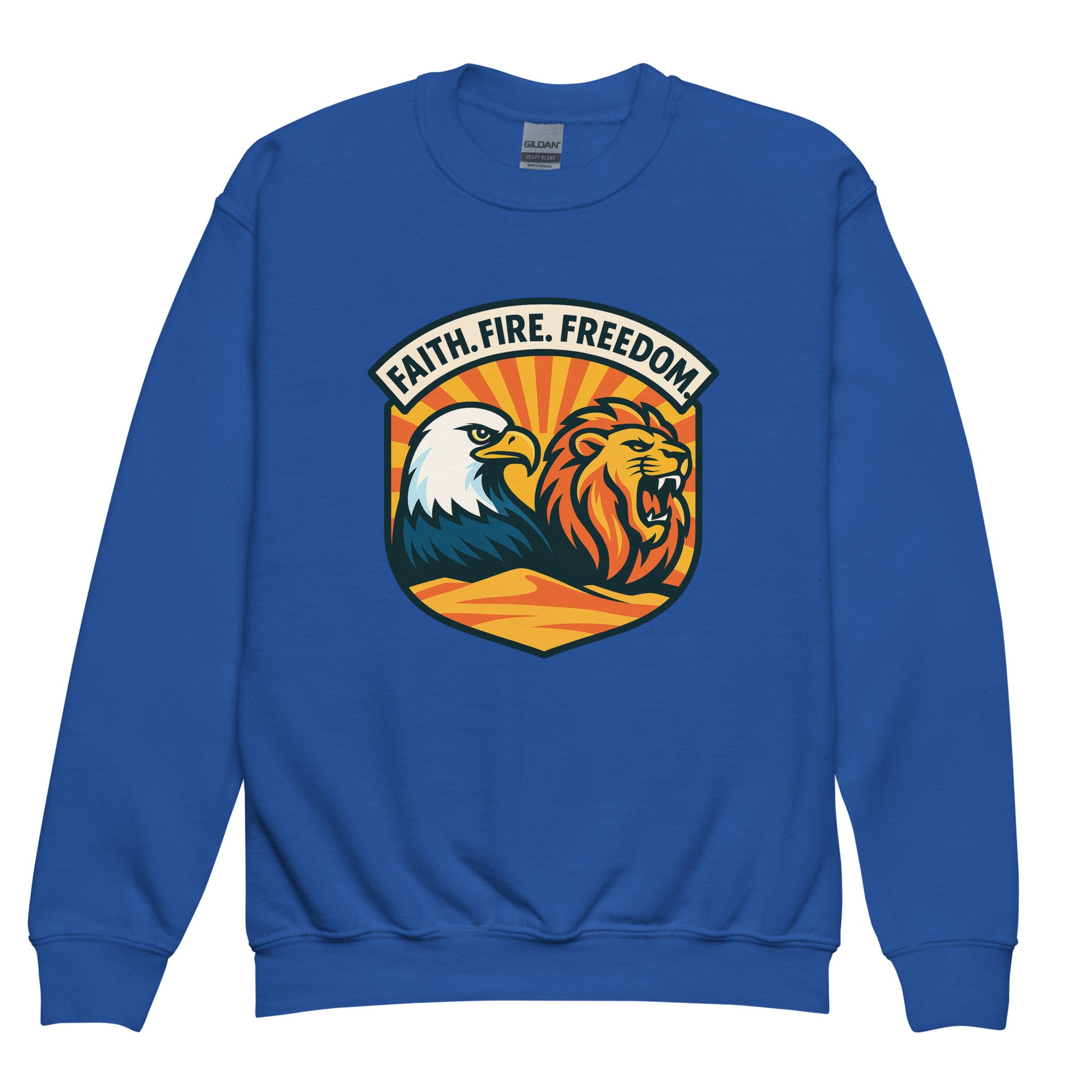 Lions Eagles Rise Youth Crew Neck Sweatshirt - American Zionist