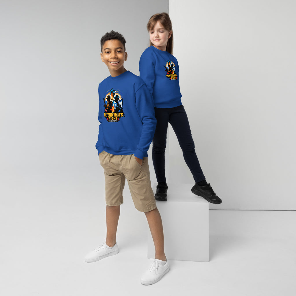 Defend What's Right Youth Crew Neck Sweatshirt - American Zionist