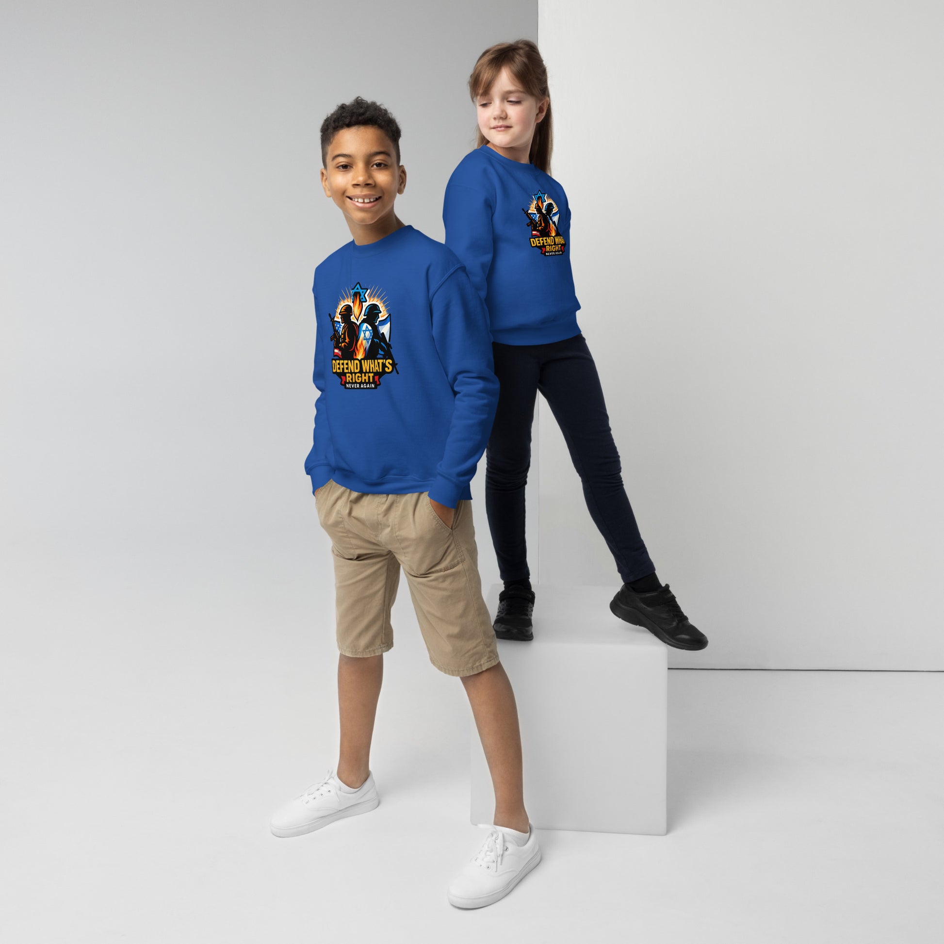 Defend What's Right Youth Crew Neck Sweatshirt - American Zionist