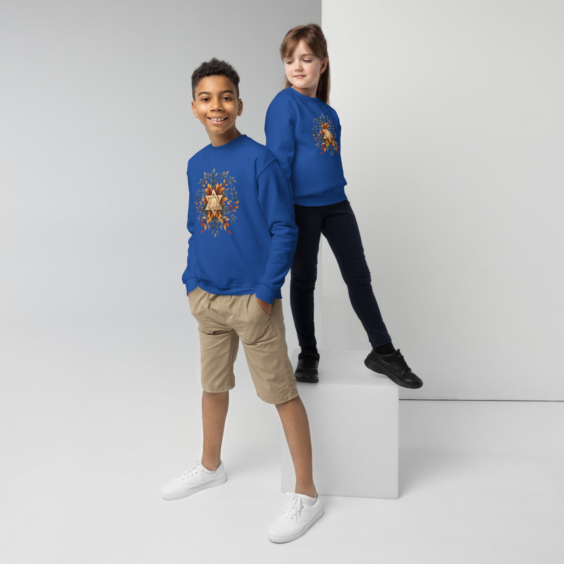 Star of David Wreath Youth Crew Neck Sweatshirt - American Zionist