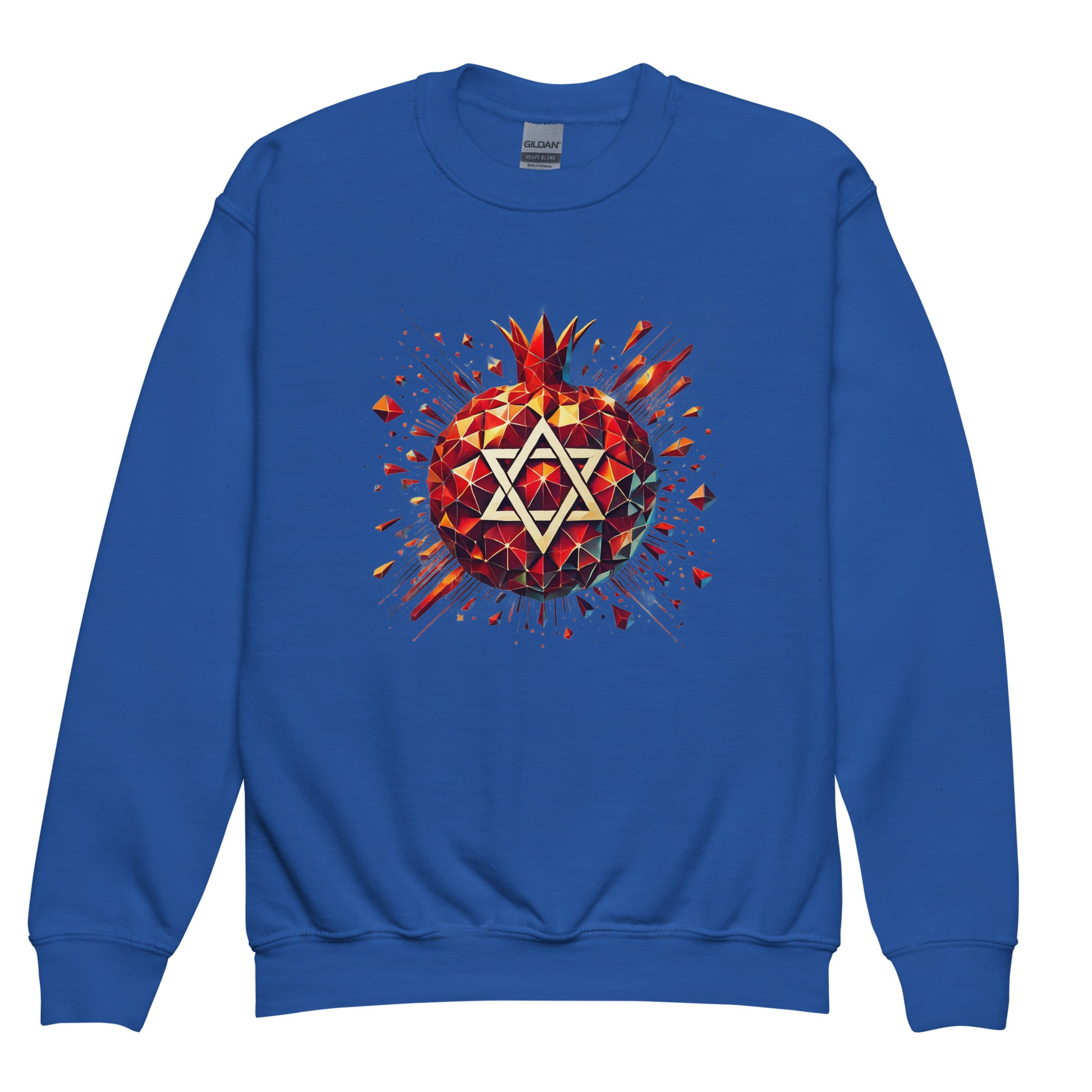 Pomegranate Star of David Youth Crew Neck Sweatshirt - American Zionist