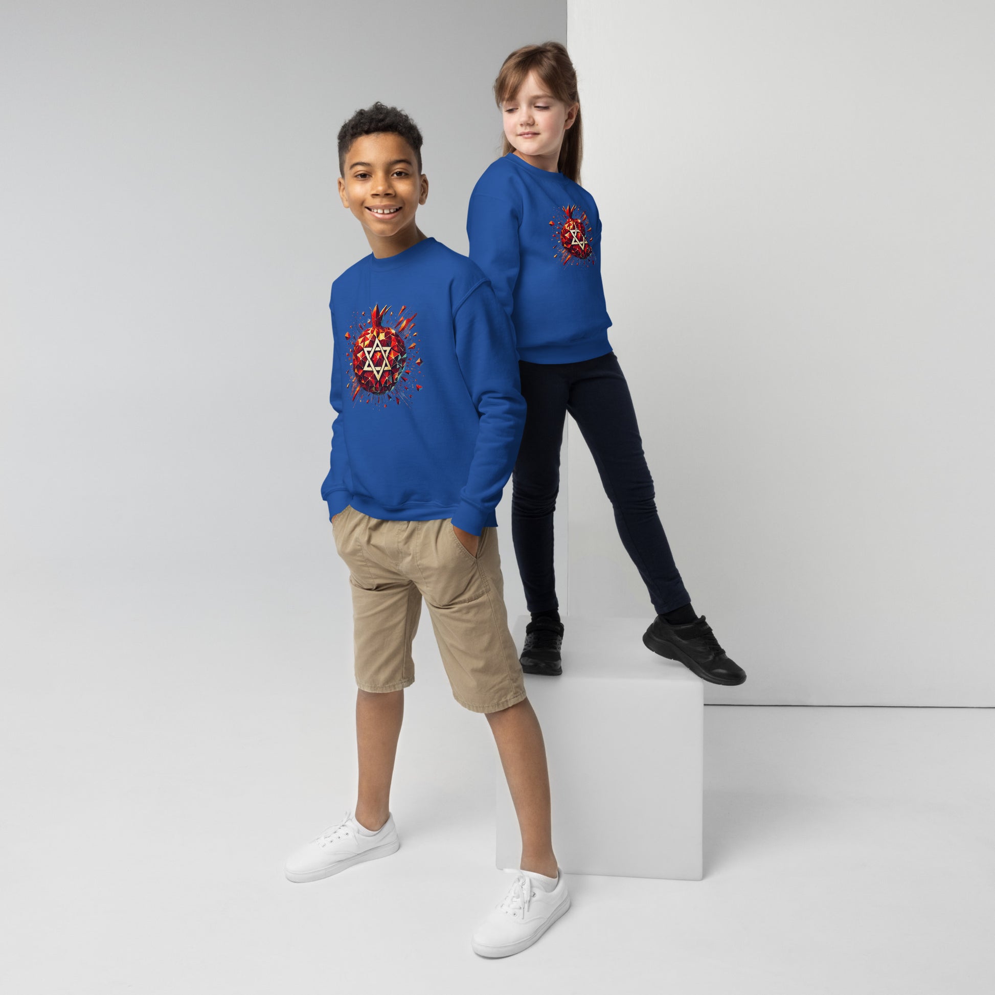 Pomegranate Star of David Youth Crew Neck Sweatshirt - American Zionist
