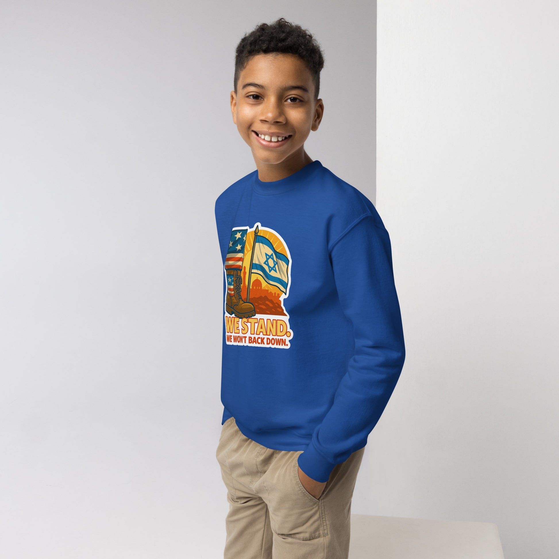 We Stand Youth Crew Neck Sweatshirt - American Zionist