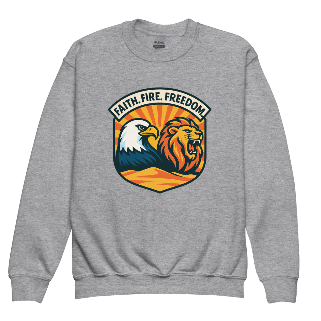 Lions Eagles Rise Youth Crew Neck Sweatshirt - American Zionist