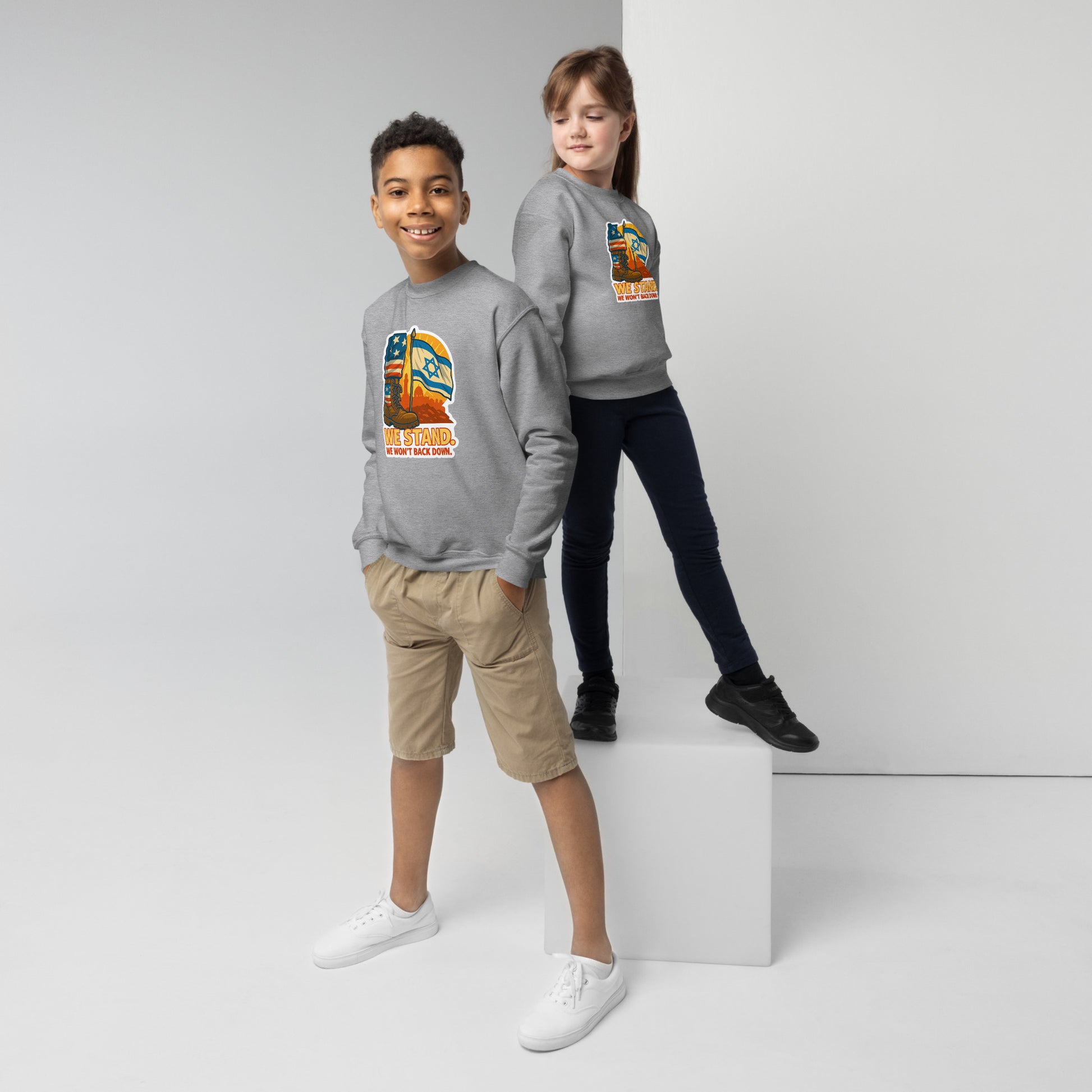 We Stand Youth Crew Neck Sweatshirt - American Zionist