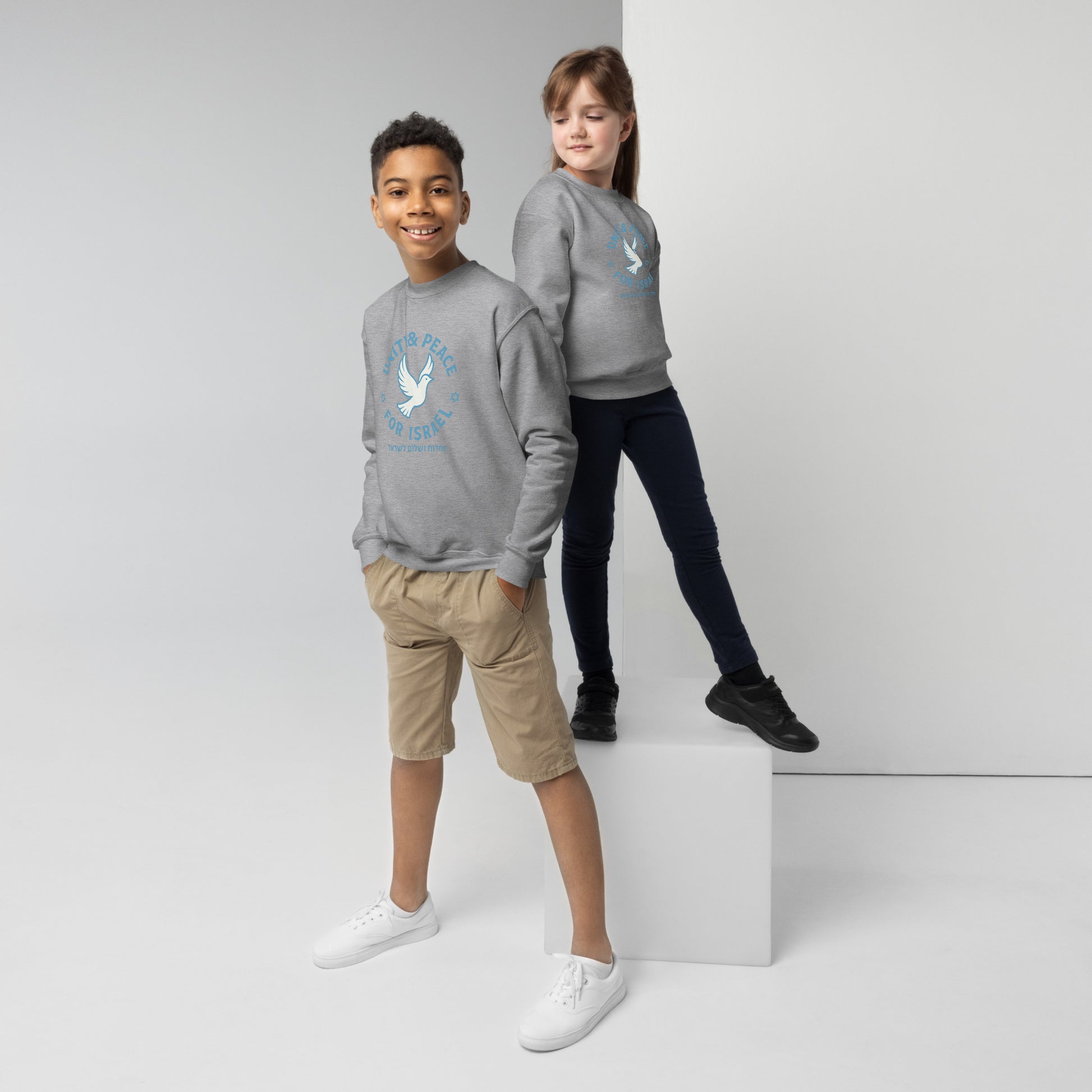 Unity Peace For Israel Youth Crew Neck Sweatshirt - American Zionist