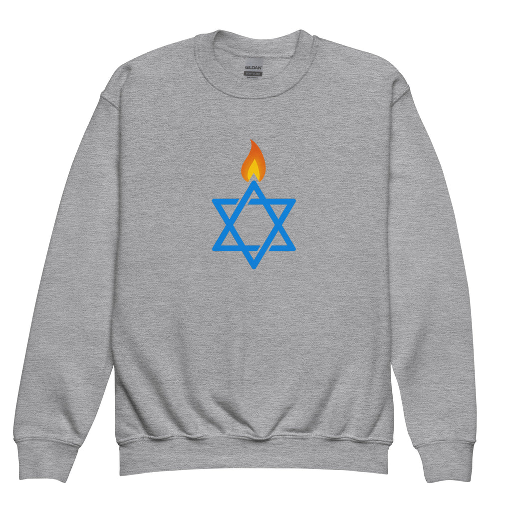 Fire Stars Of David Youth Crew Neck Sweatshirt - American Zionist