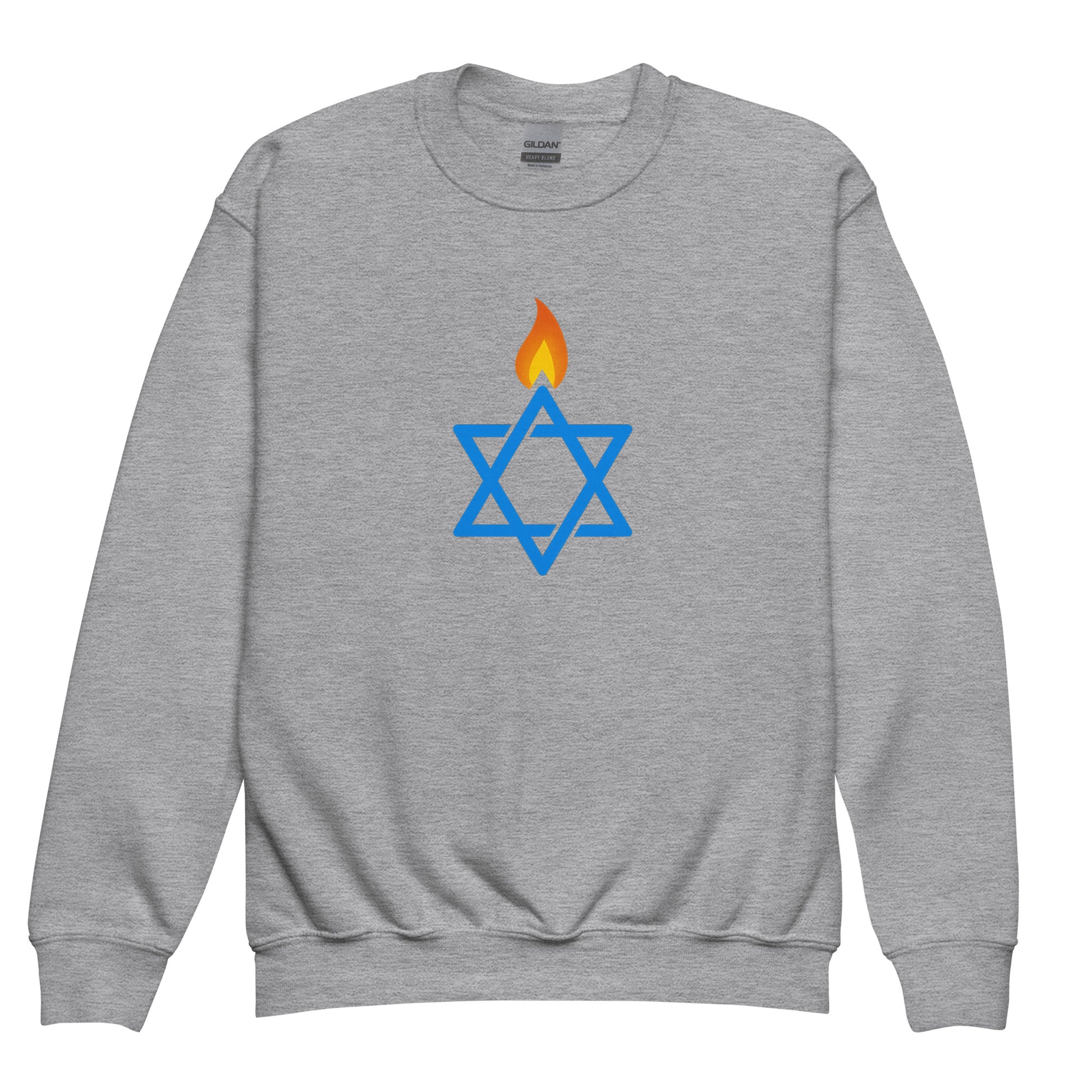 Fire Stars Of David Youth Crew Neck Sweatshirt - American Zionist