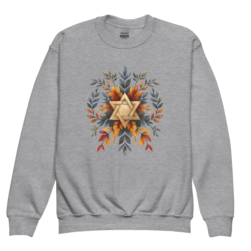 Star of David Wreath Youth Crew Neck Sweatshirt - American Zionist