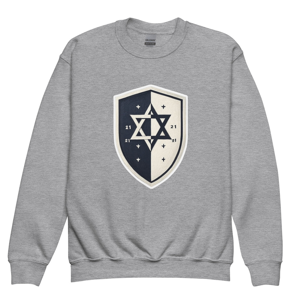 Black and White Shield Youth Crew Neck Sweatshirt - American Zionist