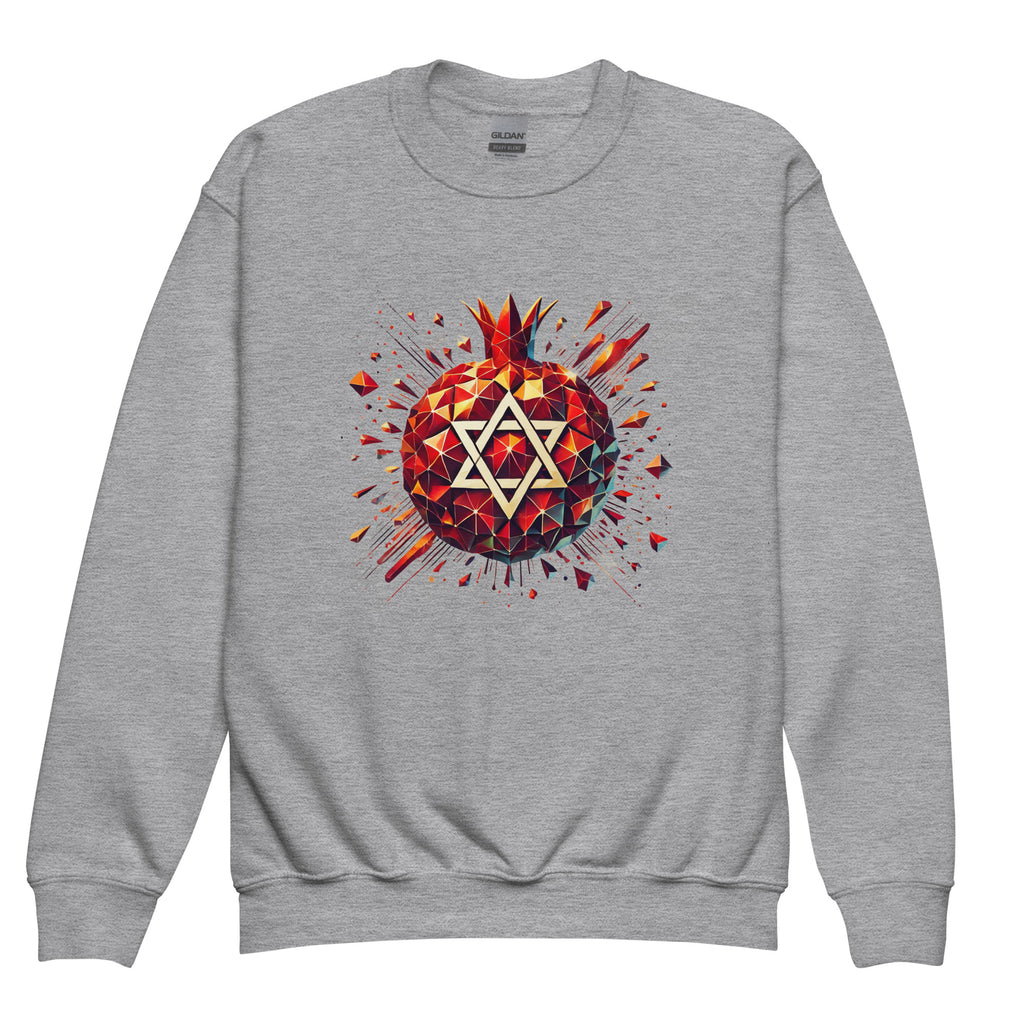 Pomegranate Star of David Youth Crew Neck Sweatshirt - American Zionist