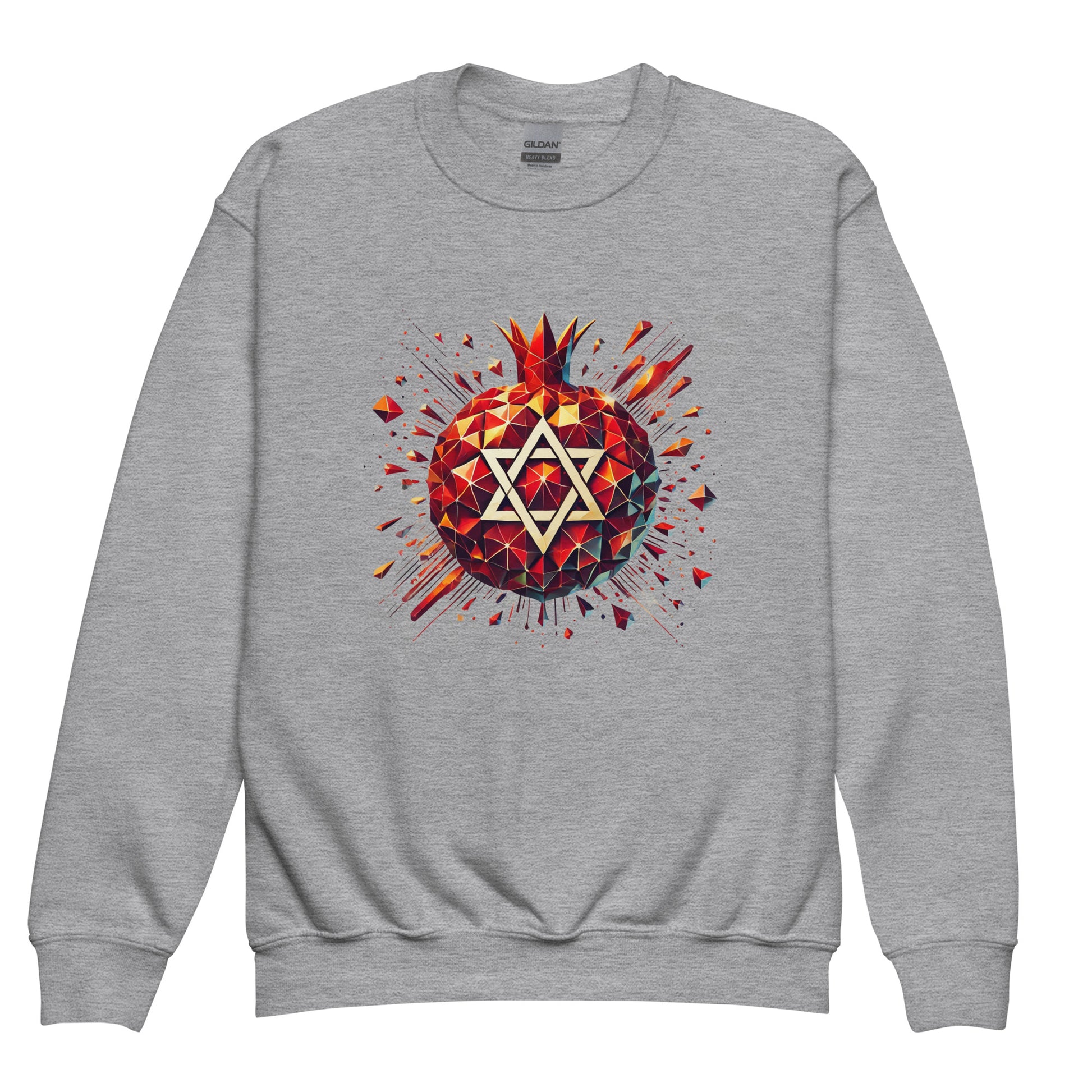 Pomegranate Star of David Youth Crew Neck Sweatshirt - American Zionist