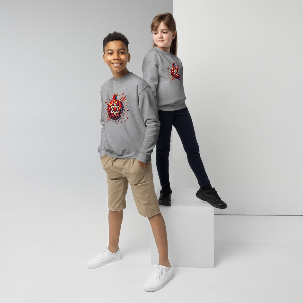 Pomegranate Star of David Youth Crew Neck Sweatshirt - American Zionist