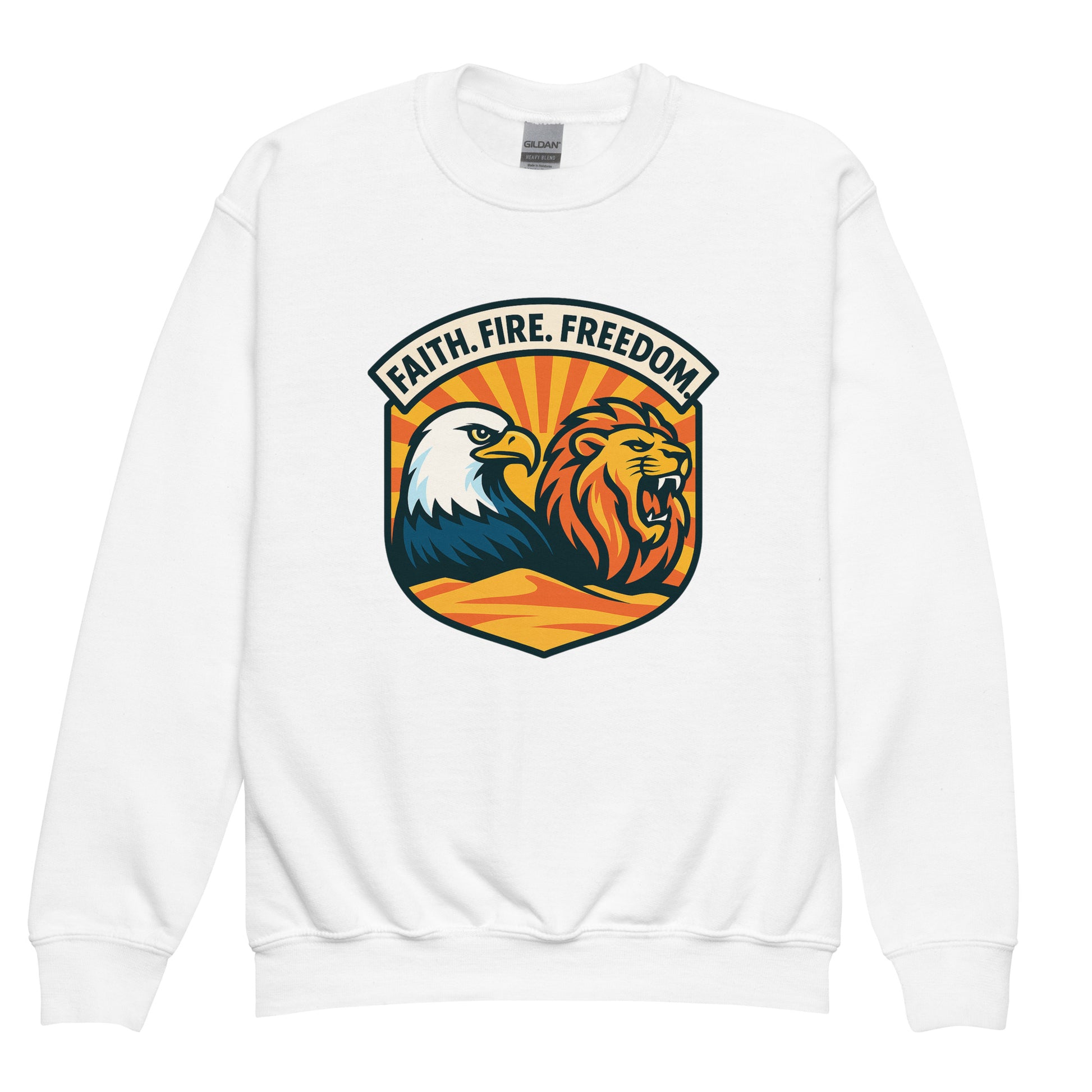 Lions Eagles Rise Youth Crew Neck Sweatshirt - American Zionist