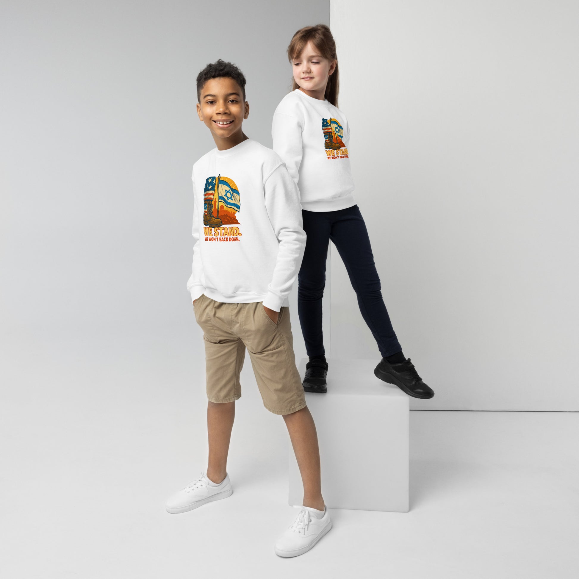 We Stand Youth Crew Neck Sweatshirt - American Zionist
