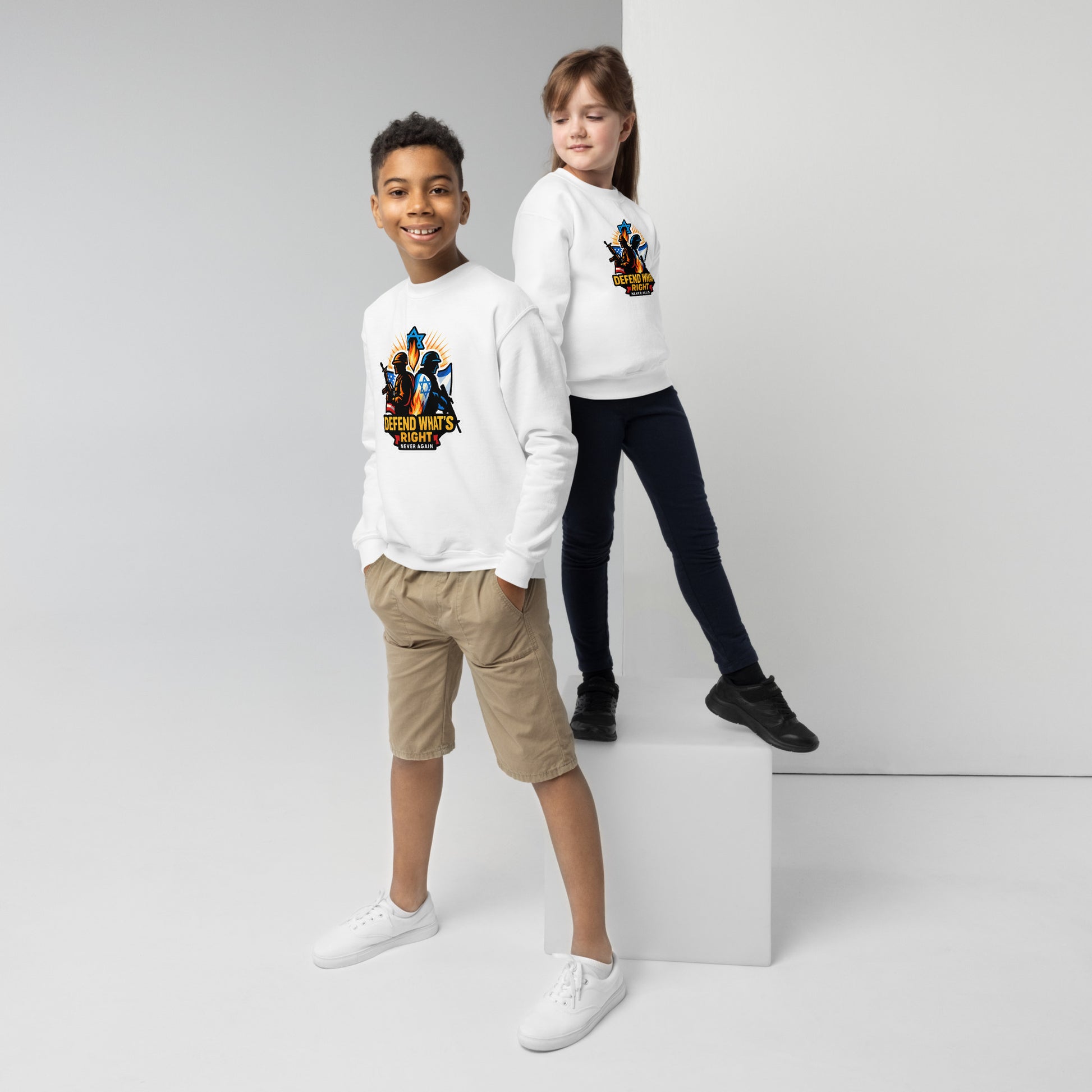 Defend What's Right Youth Crew Neck Sweatshirt - American Zionist