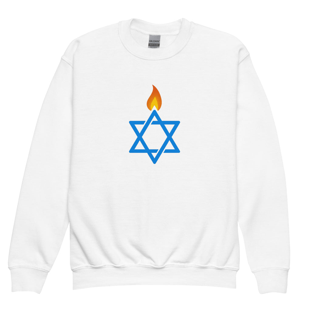 Fire Stars Of David Youth Crew Neck Sweatshirt - American Zionist