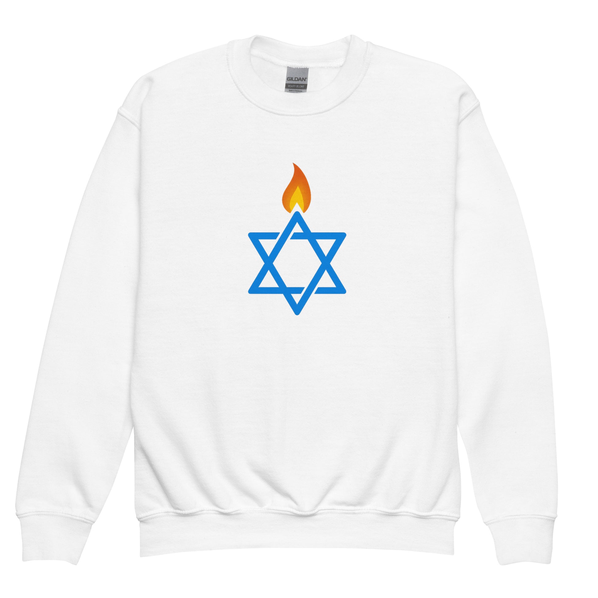 Fire Stars Of David Youth Crew Neck Sweatshirt - American Zionist