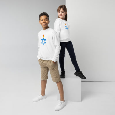 Fire Stars Of David Youth Crew Neck Sweatshirt - American Zionist