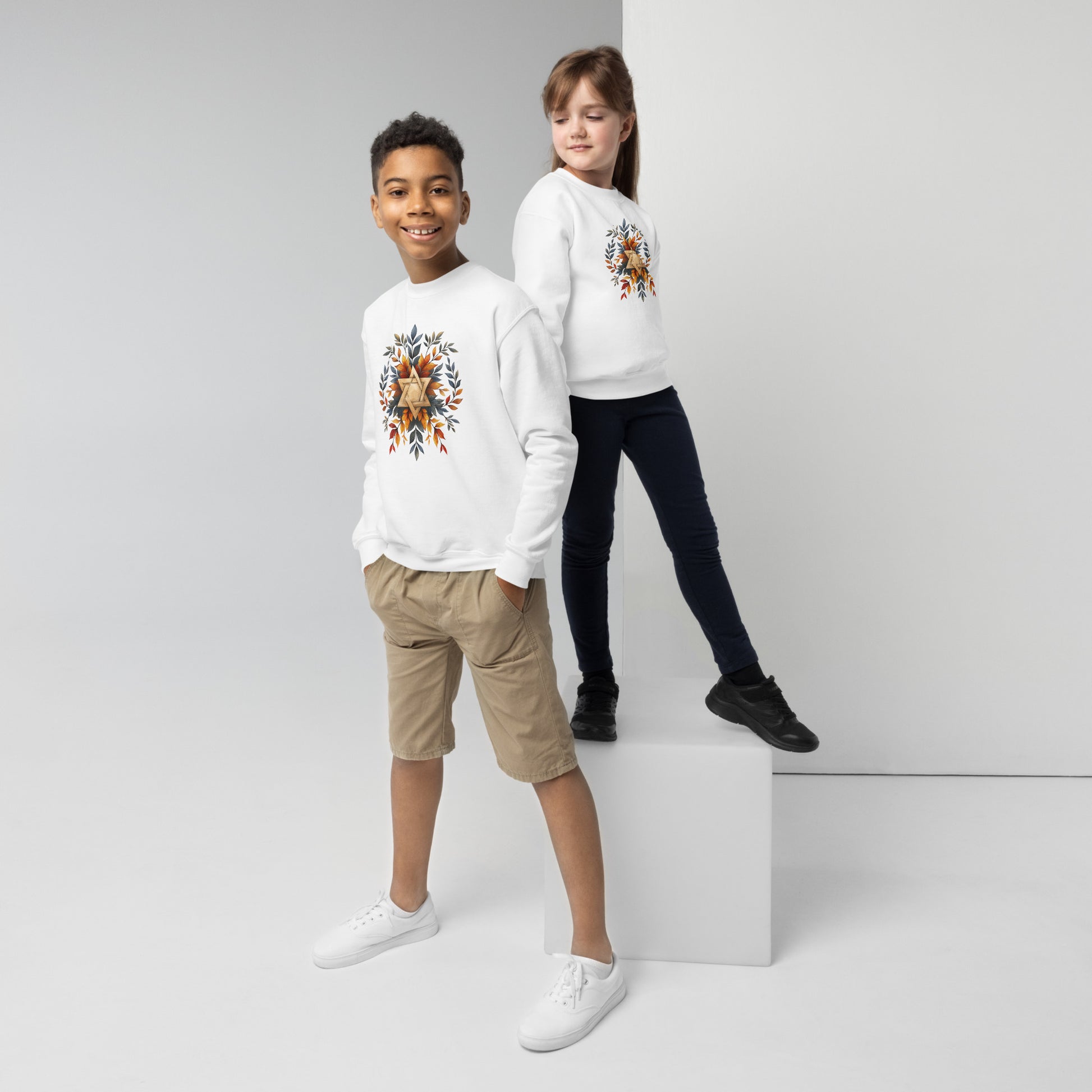 Star of David Wreath Youth Crew Neck Sweatshirt - American Zionist