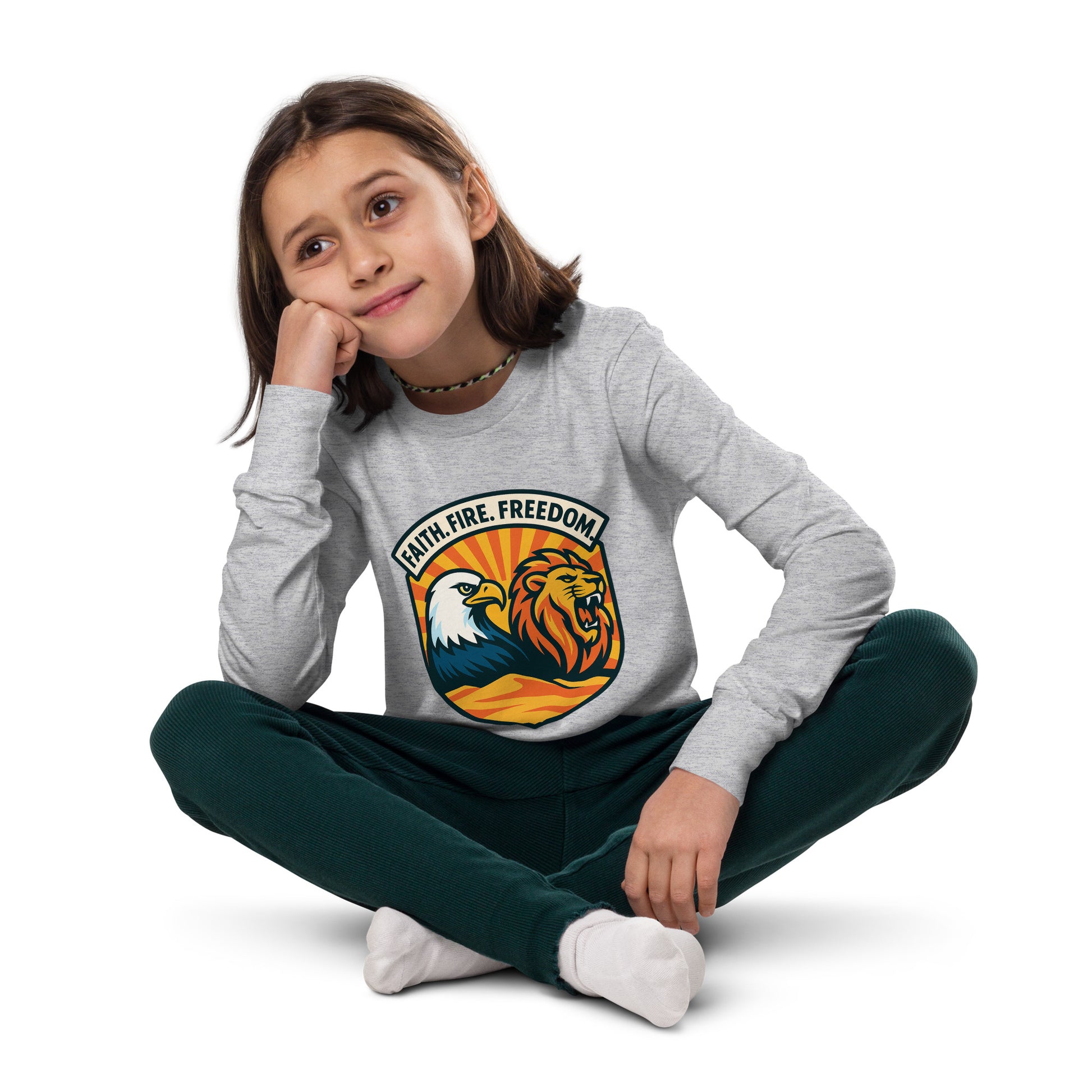 Lions Eagles Rise Youth Long Sleeve Tee - American Zionist