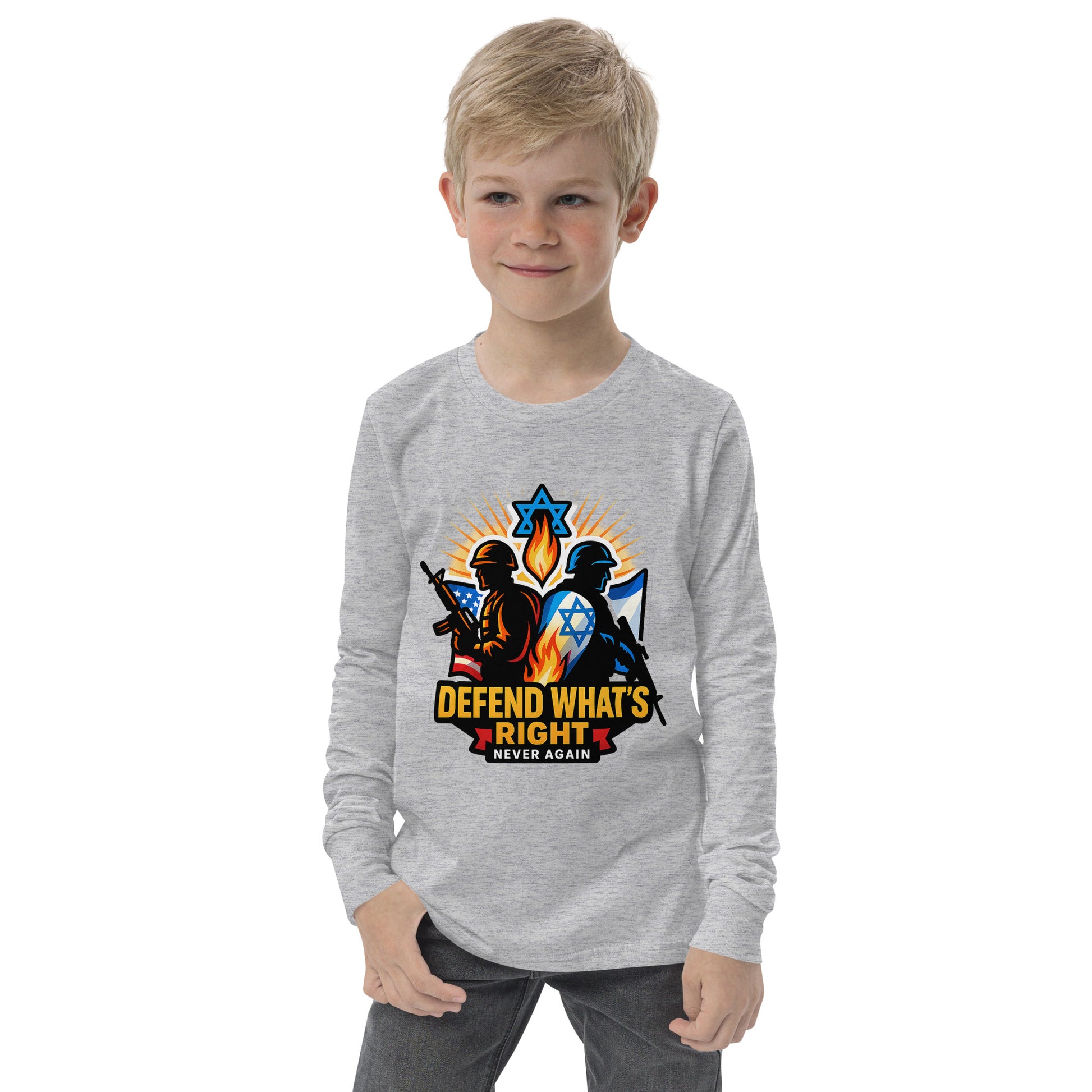 Defend What's Right Youth Long Sleeve Tee - American Zionist