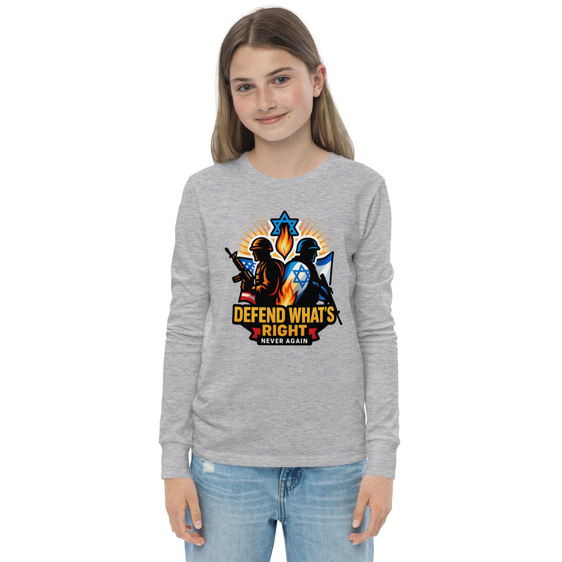 Defend What's Right Youth Long Sleeve Tee - American Zionist