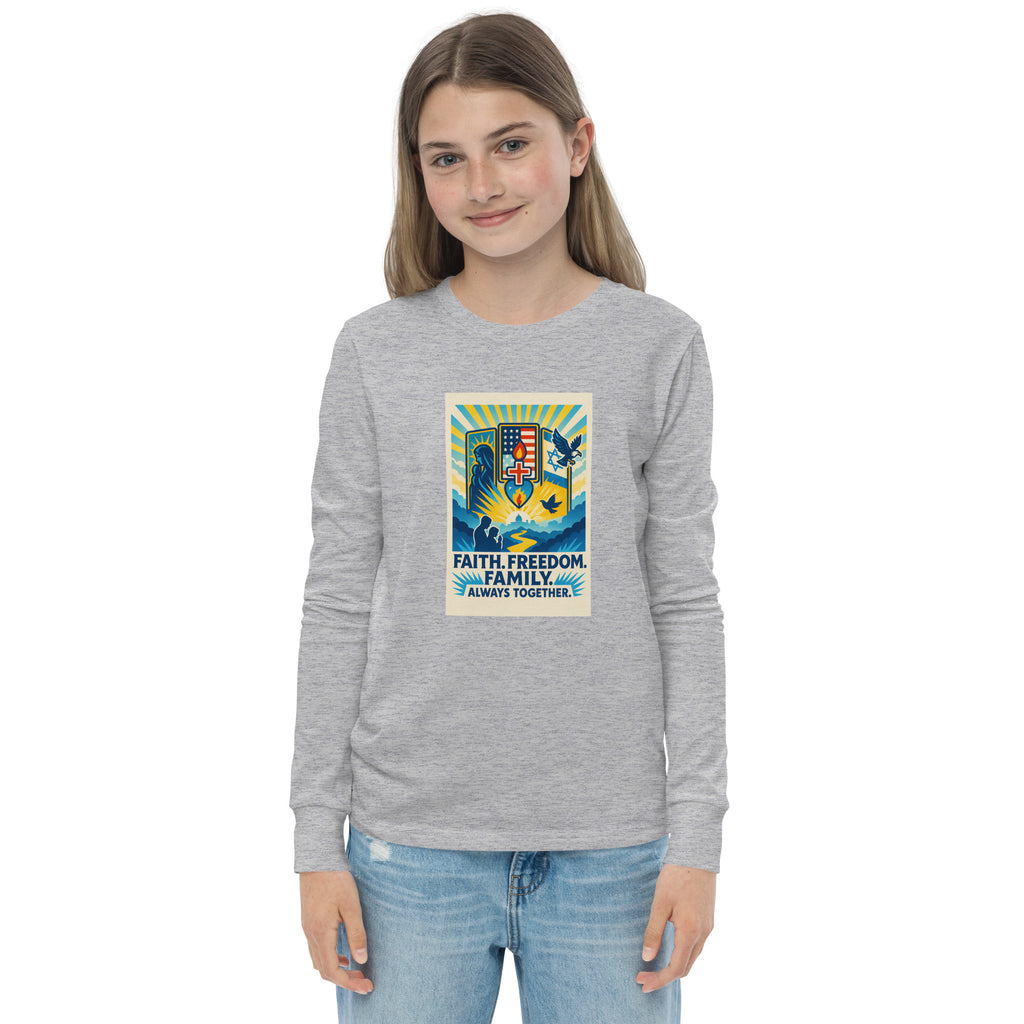 Faith Freedom Family Youth Long Sleeve Tee - American Zionist