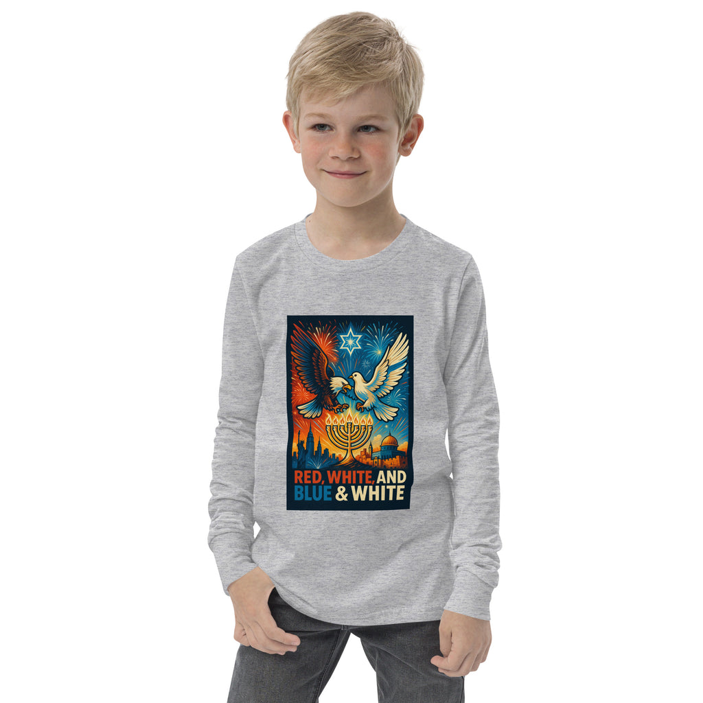 Red, White and Blue Youth Long Sleeve Tee - American Zionist