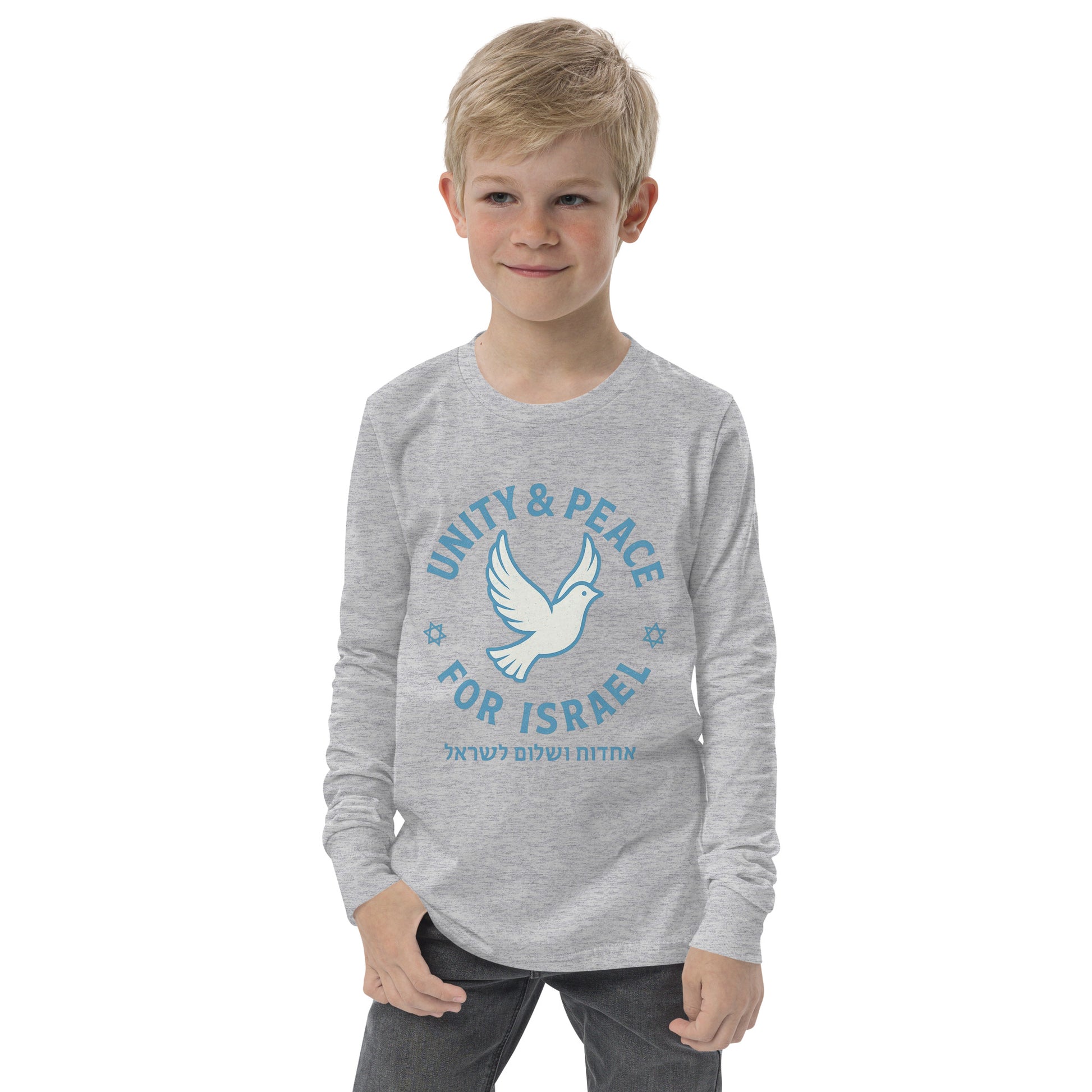 Unity Peace For Israel Youth Long Sleeve Tee - American Zionist
