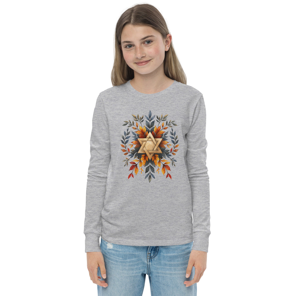 Star of David Wreath Youth Long Sleeve Tee - American Zionist