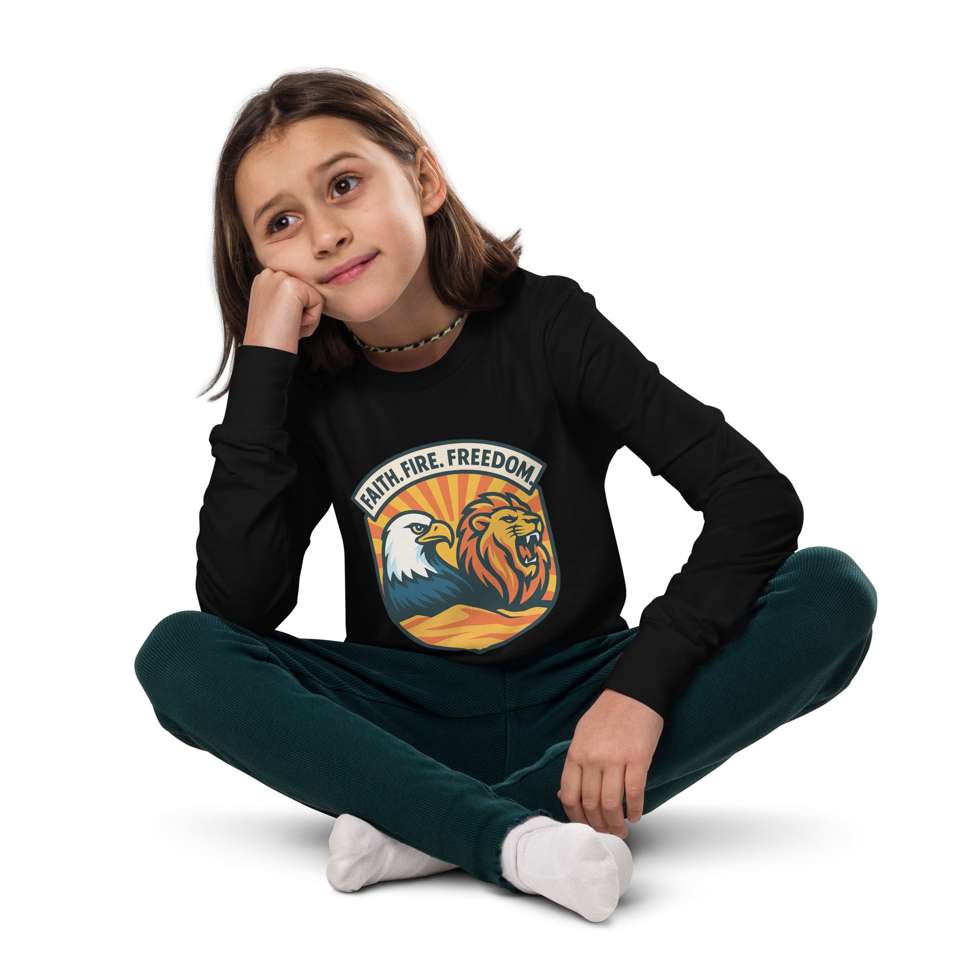 Lions Eagles Rise Youth Long Sleeve Tee - American Zionist