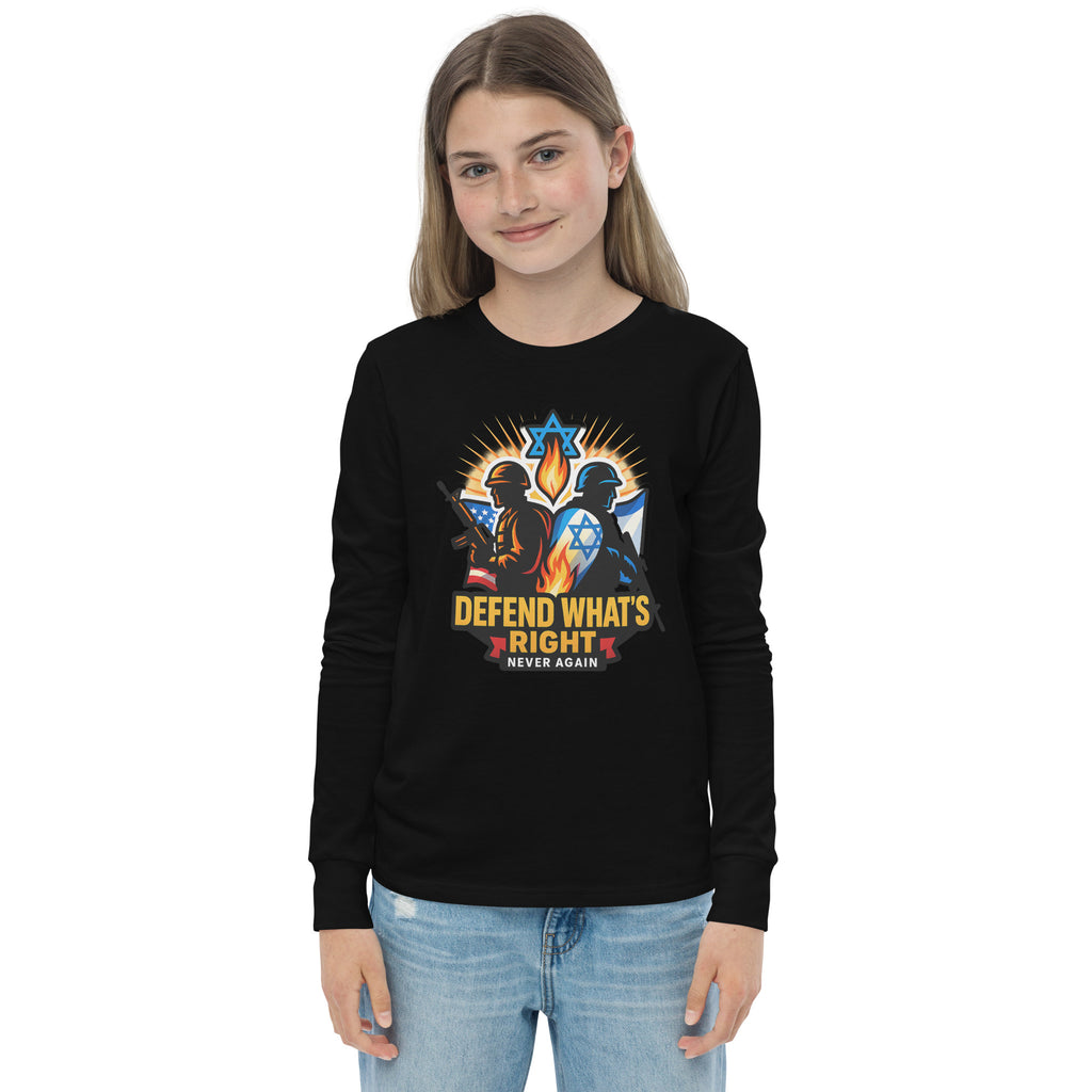 Defend What's Right Youth Long Sleeve Tee - American Zionist