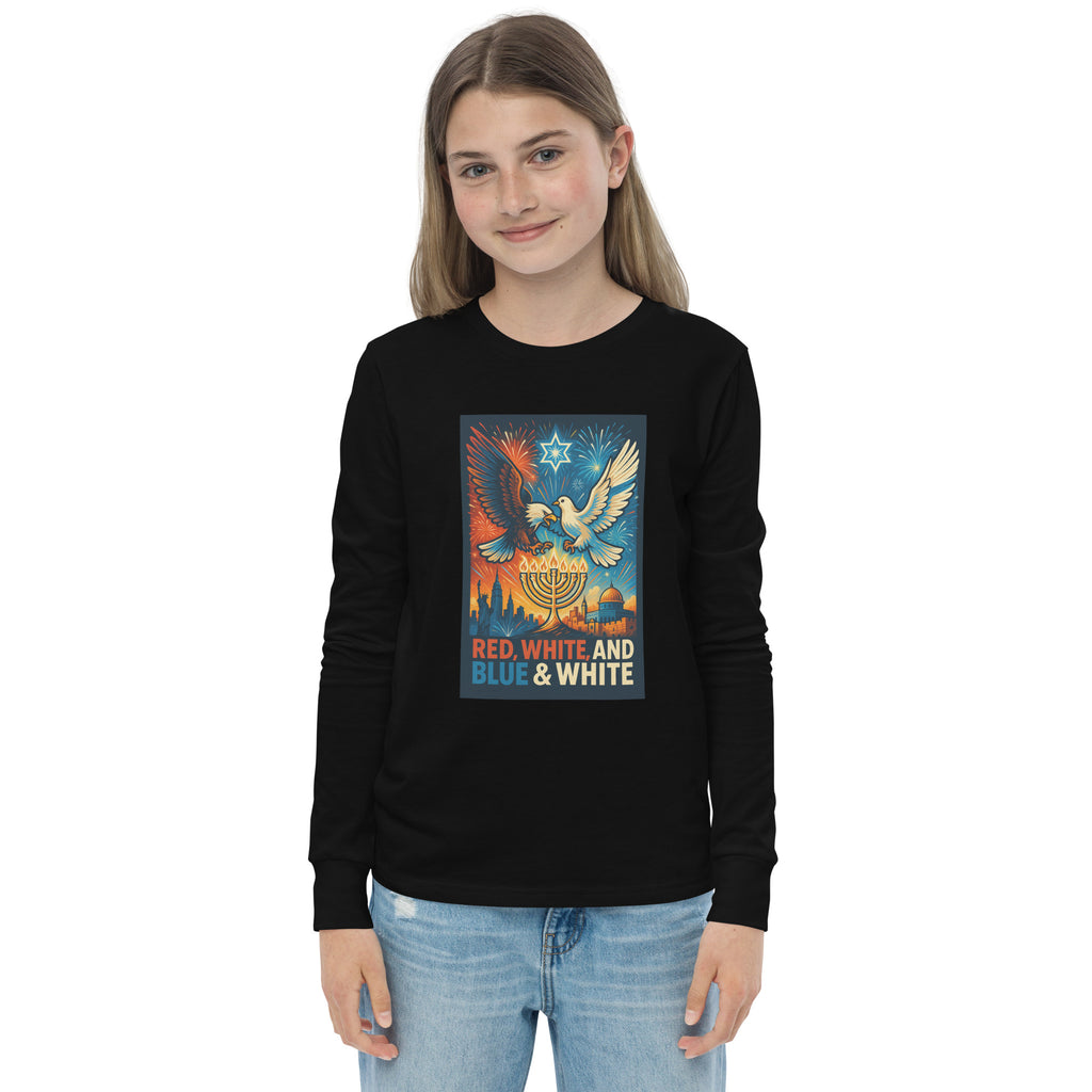 Red, White and Blue Youth Long Sleeve Tee - American Zionist