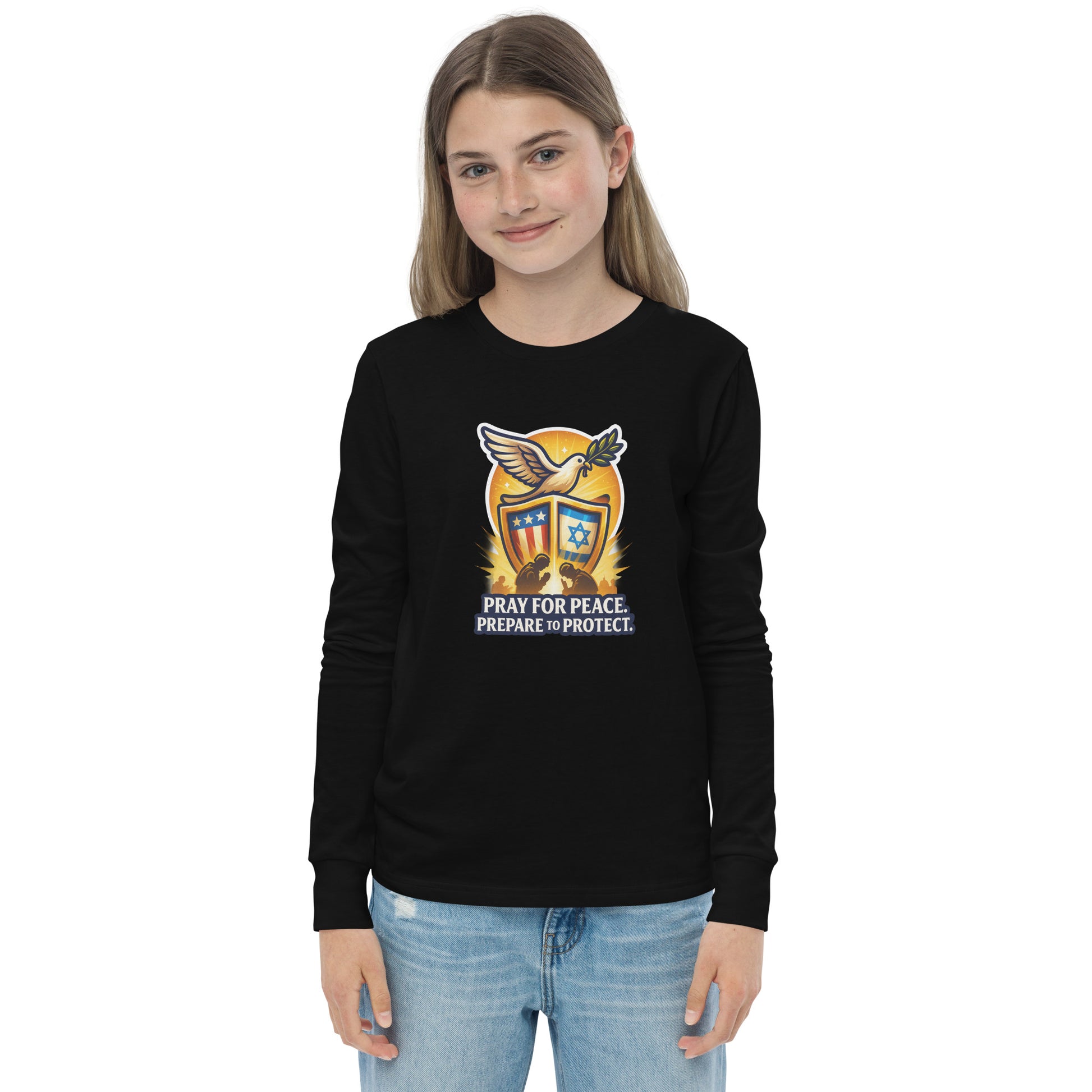 Pray For Peace Youth Long Sleeve Tee - American Zionist