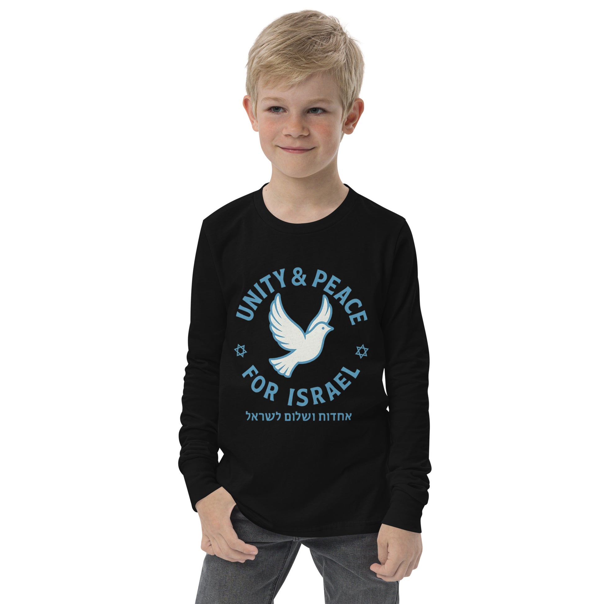 Unity Peace For Israel Youth Long Sleeve Tee - American Zionist
