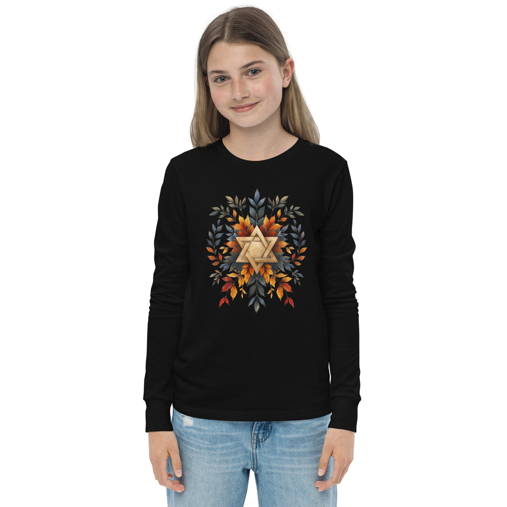 Star of David Wreath Youth Long Sleeve Tee - American Zionist