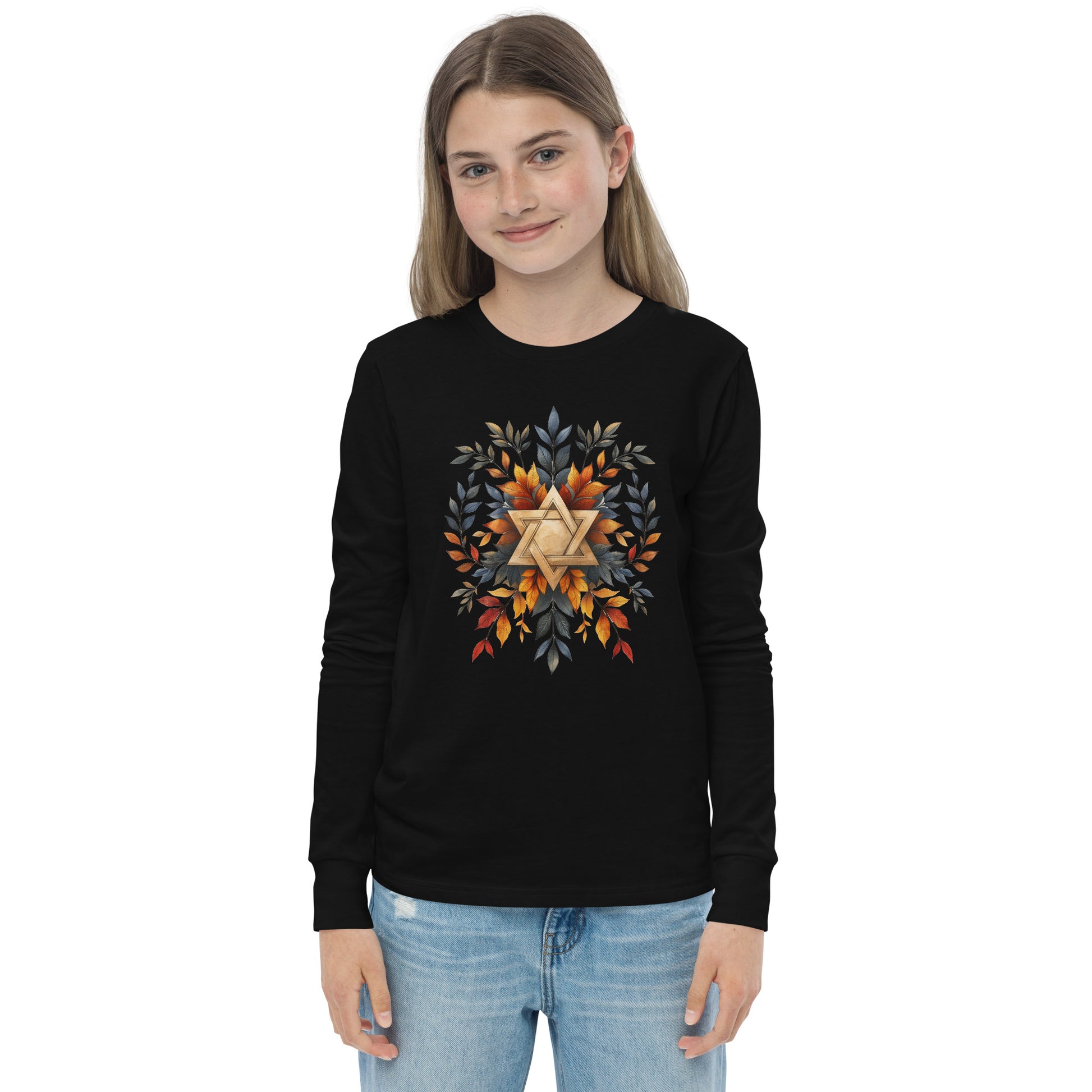 Star of David Wreath Youth Long Sleeve Tee - American Zionist