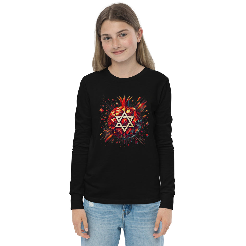 Pomegranate Star of David Youth Long Sleeve Tee - American Zionist