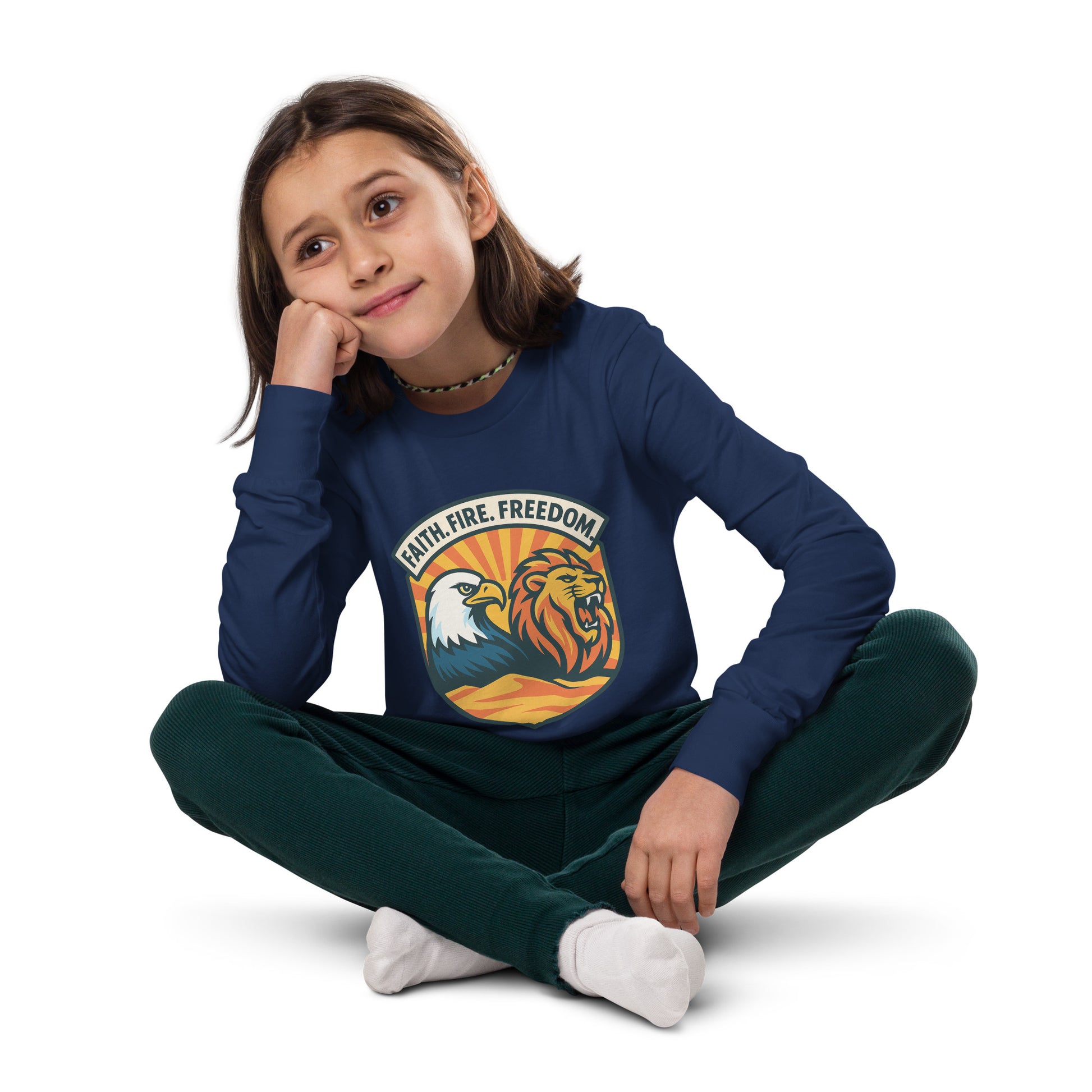 Lions Eagles Rise Youth Long Sleeve Tee - American Zionist