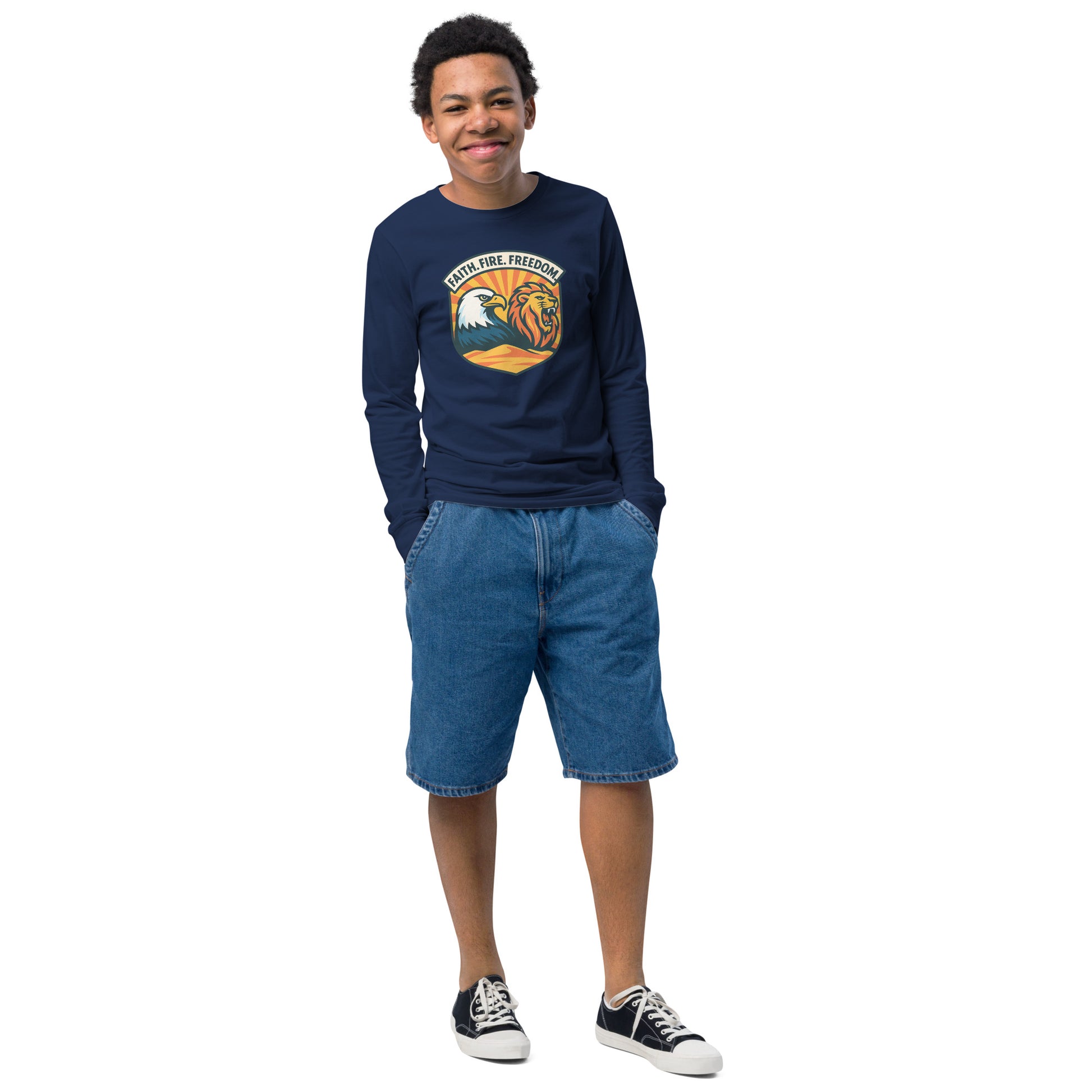 Lions Eagles Rise Youth Long Sleeve Tee - American Zionist