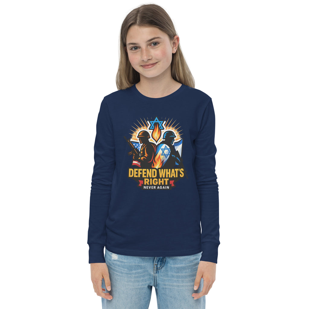 Defend What's Right Youth Long Sleeve Tee - American Zionist