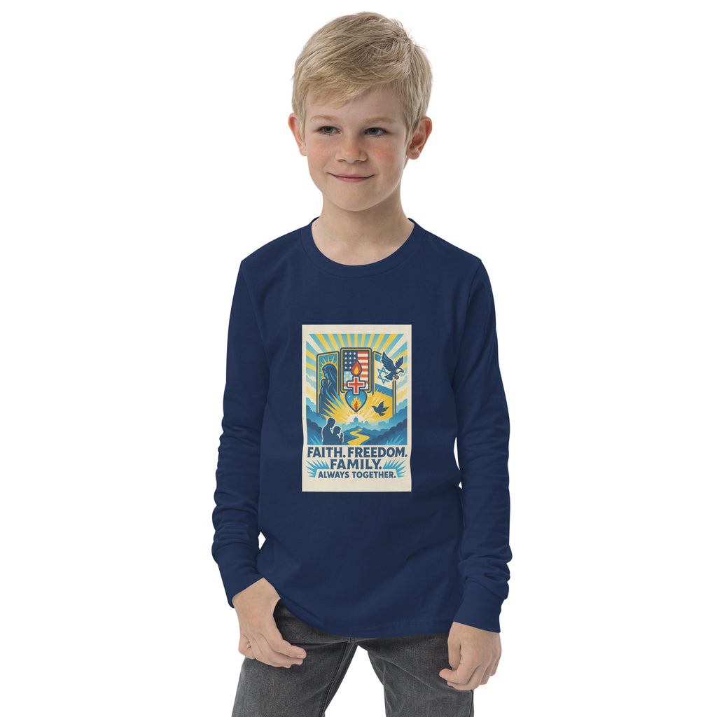 Faith Freedom Family Youth Long Sleeve Tee - American Zionist